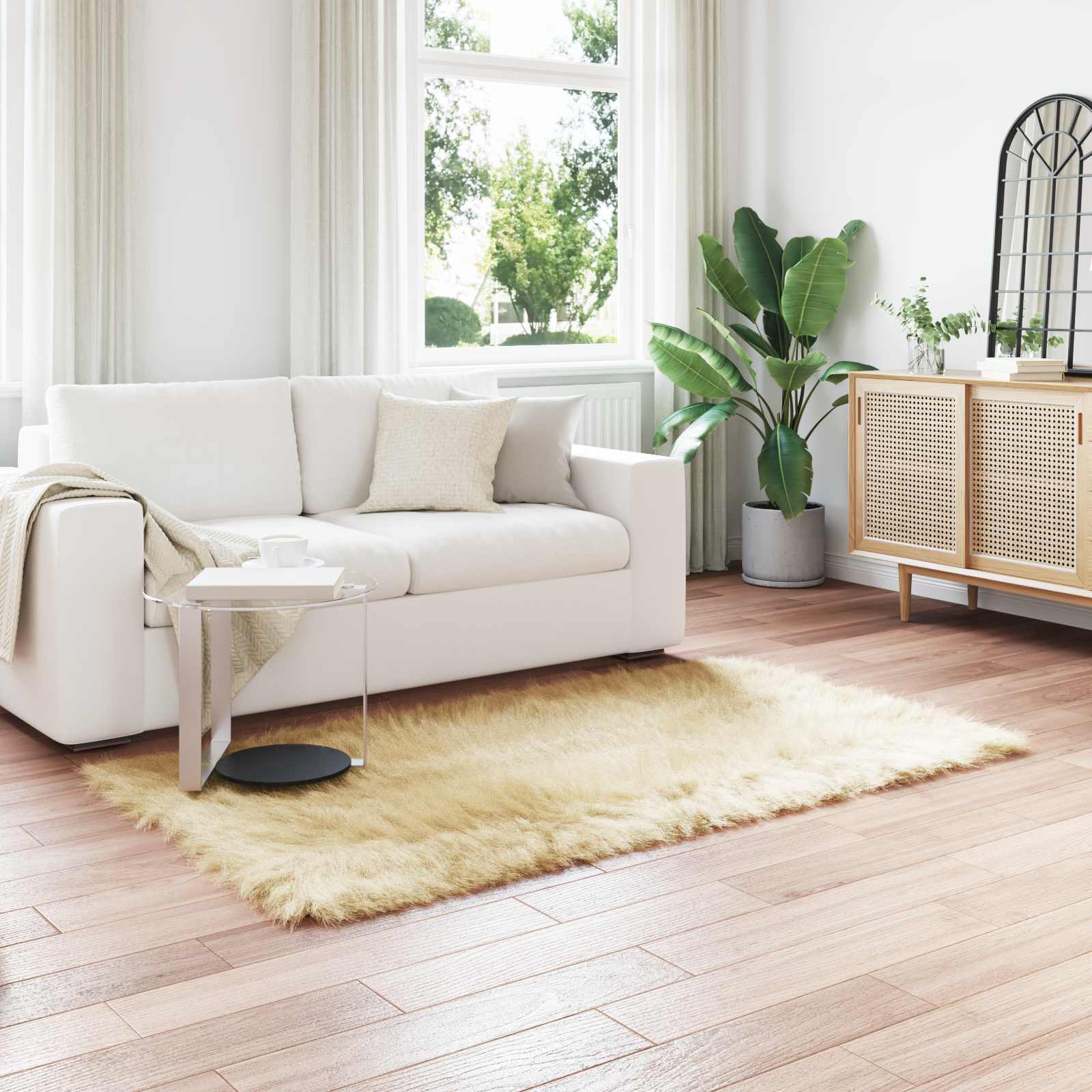 vidaXL Nepleer Schapenvacht Tapijt Wit 60 x 110 cm Polyester