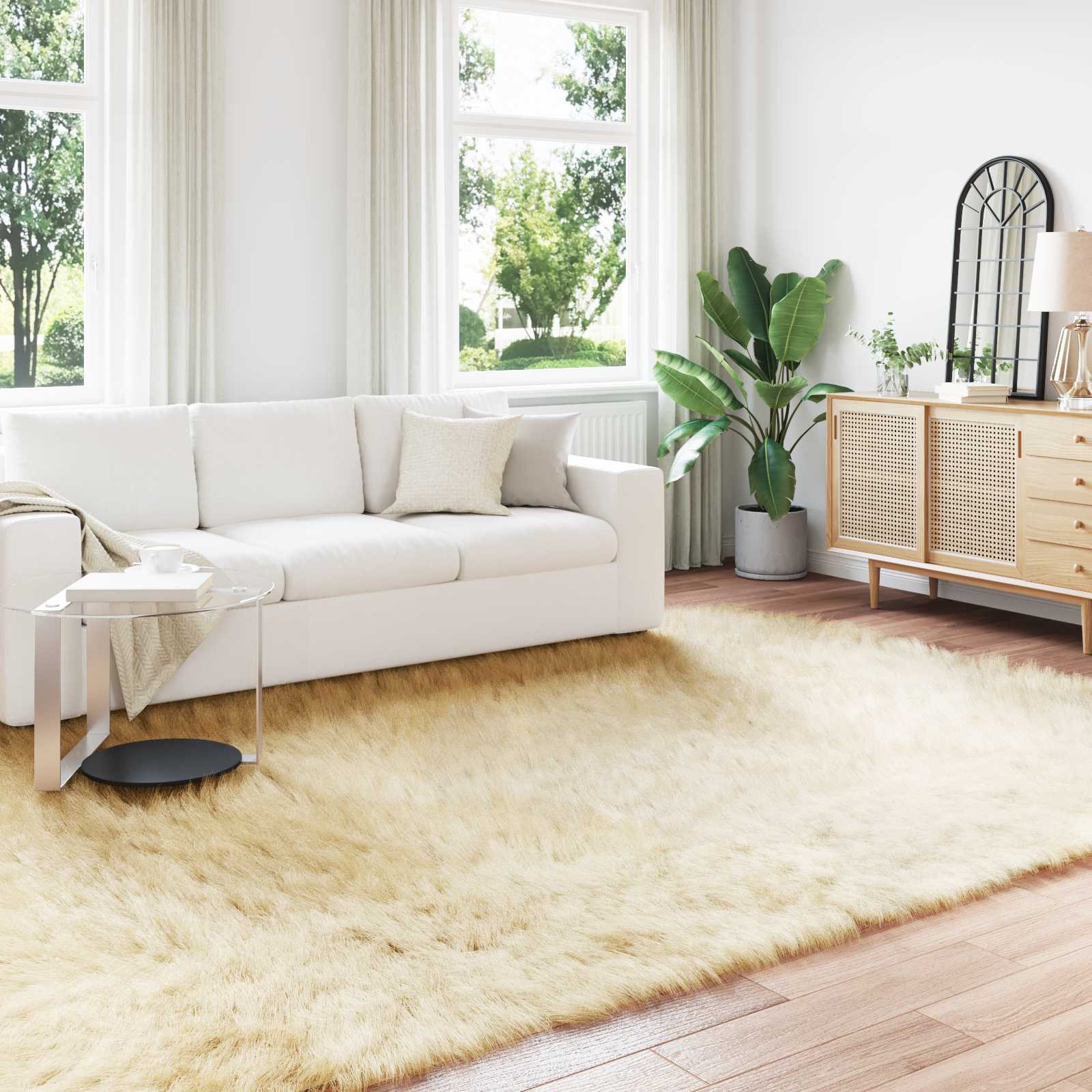 vidaXL Nepleer Schapenvacht Tapijt Wit 60 x 110 cm Polyester