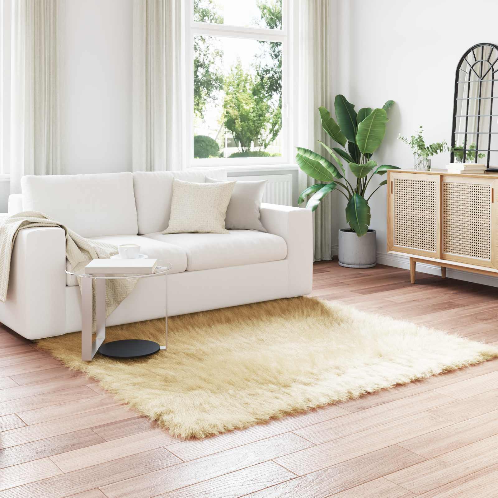 vidaXL Nepleer Schapenvacht Tapijt Wit 60 x 110 cm Polyester
