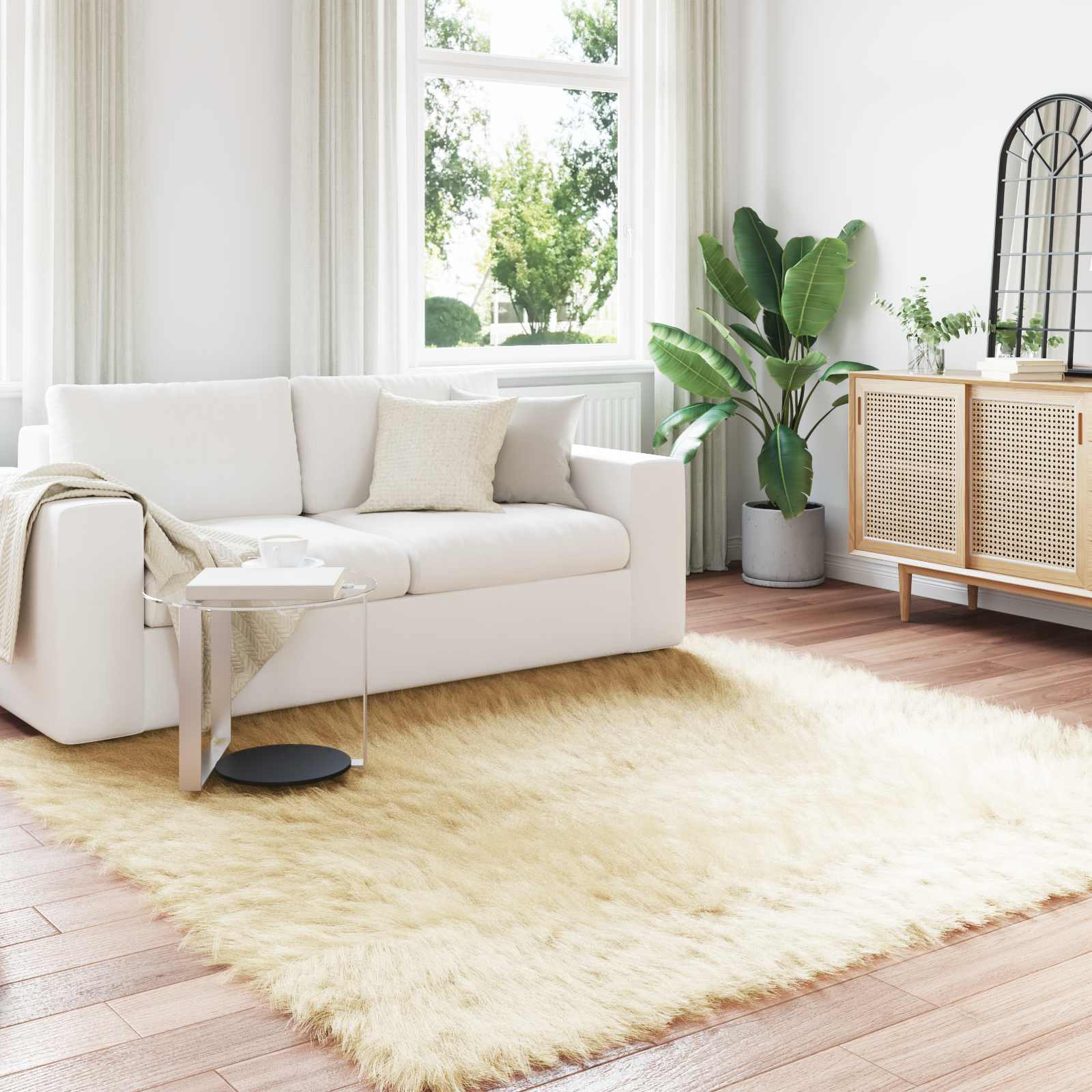 vidaXL Nepleer Schapenvacht Tapijt Wit 60 x 110 cm Polyester