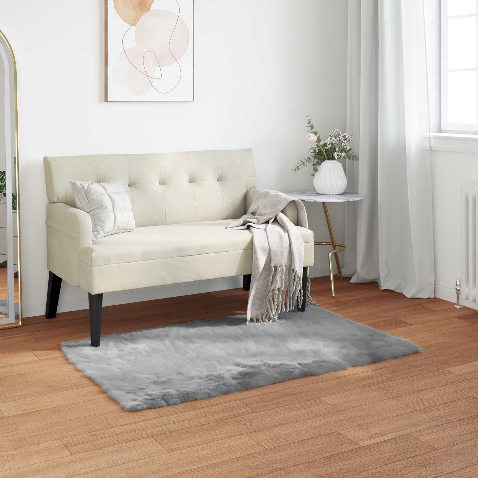 vidaXL Nepleer Schapenvacht Tapijt Wit 60 x 110 cm Polyester