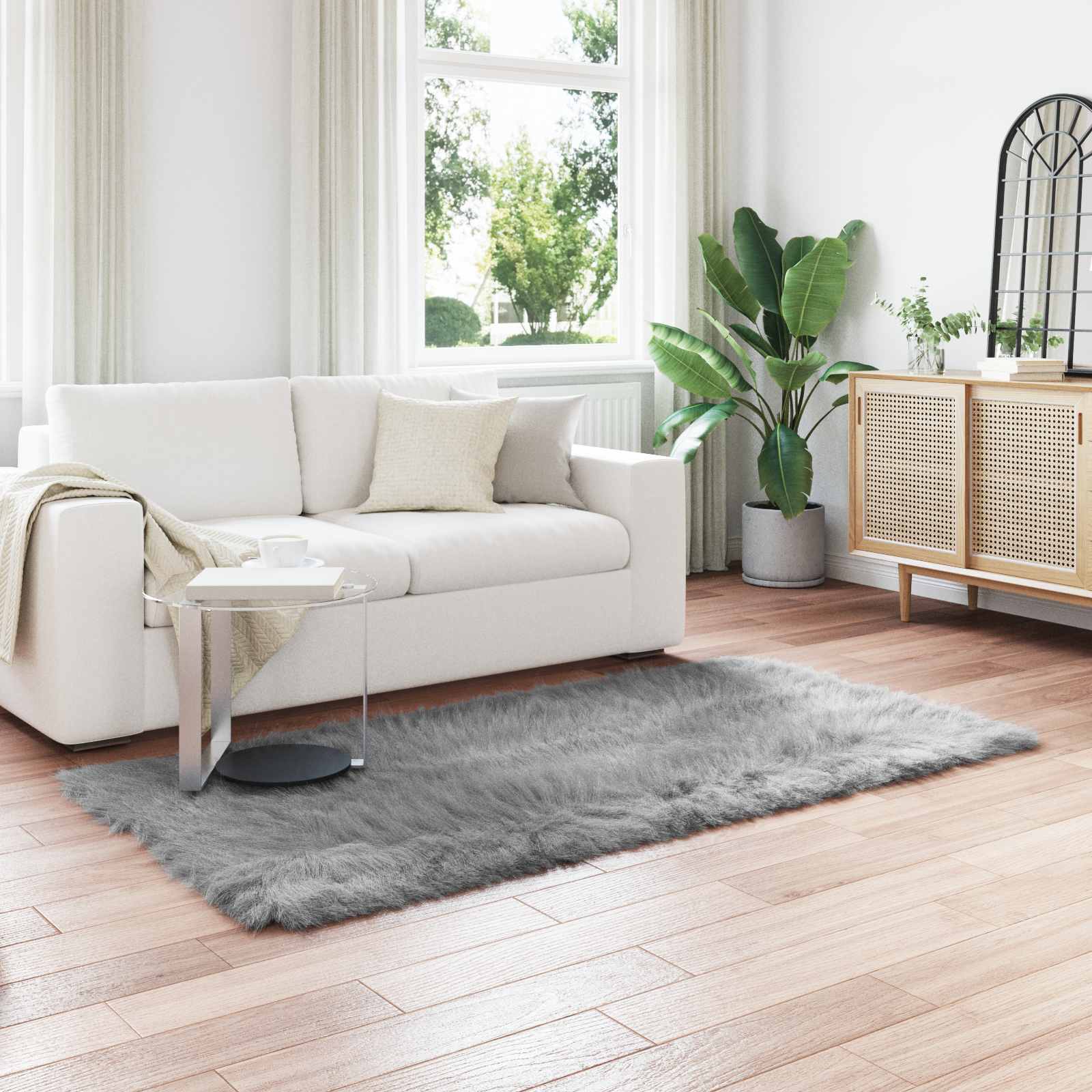 vidaXL Nepleer Schapenvacht Tapijt Wit 60 x 110 cm Polyester