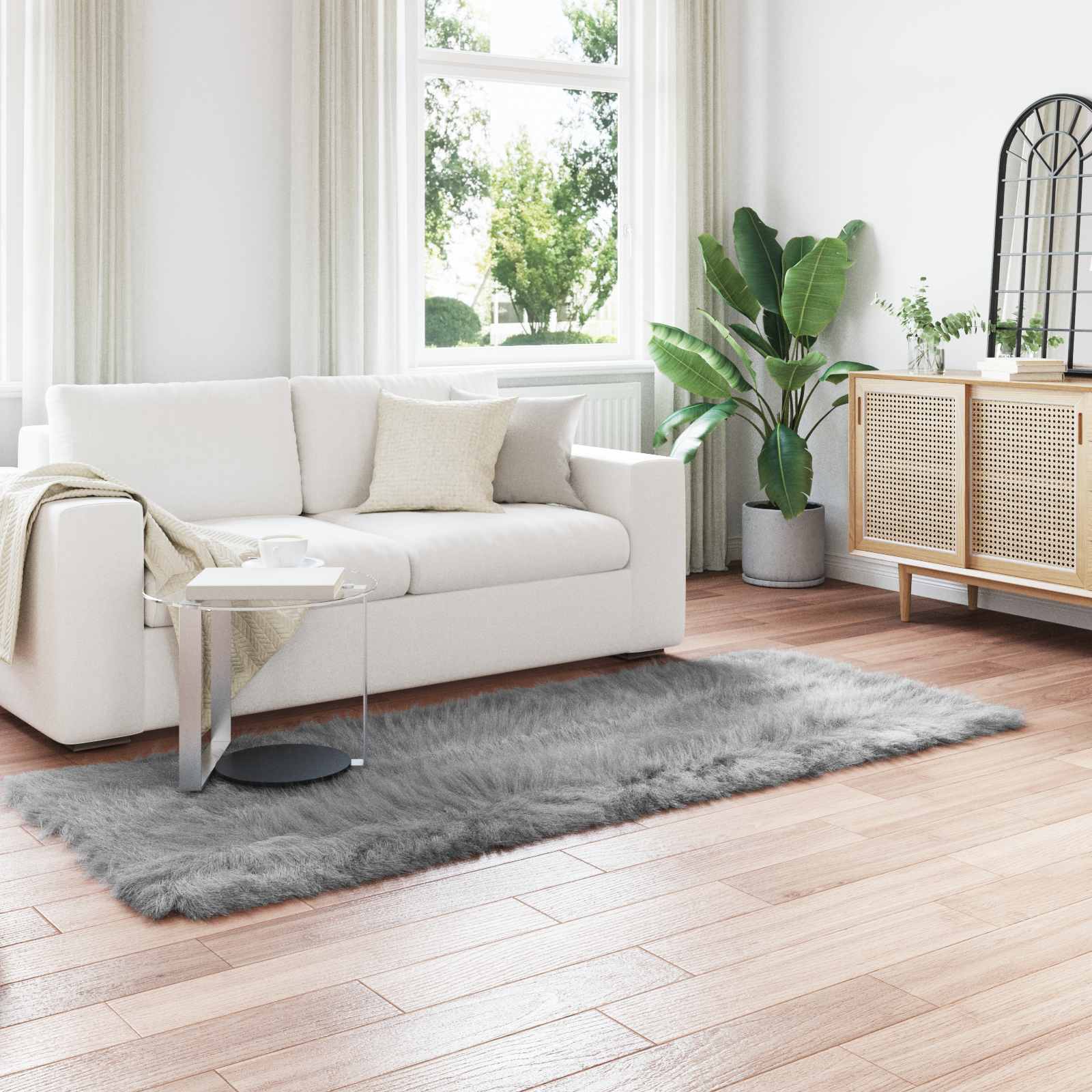 vidaXL Nepleer Schapenvacht Tapijt Wit 60 x 110 cm Polyester