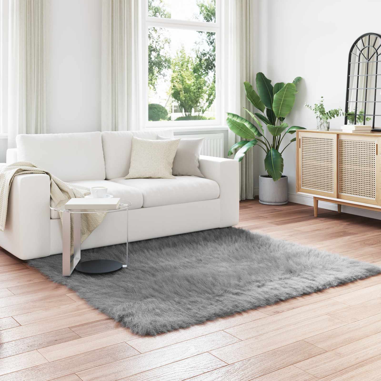 vidaXL Nepleer Schapenvacht Tapijt Wit 60 x 110 cm Polyester