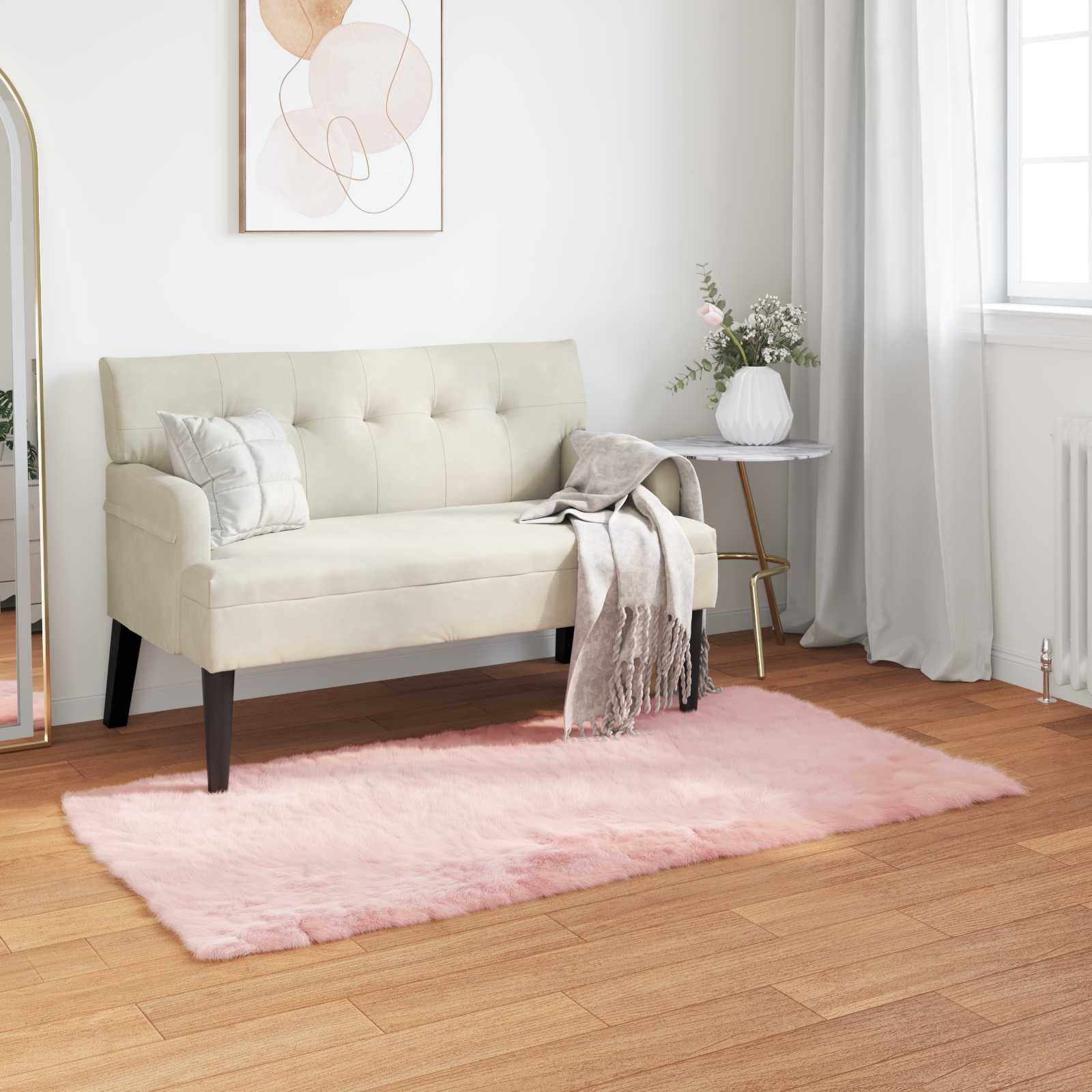 vidaXL Nepleer Schapenvacht Tapijt Wit 60 x 110 cm Polyester