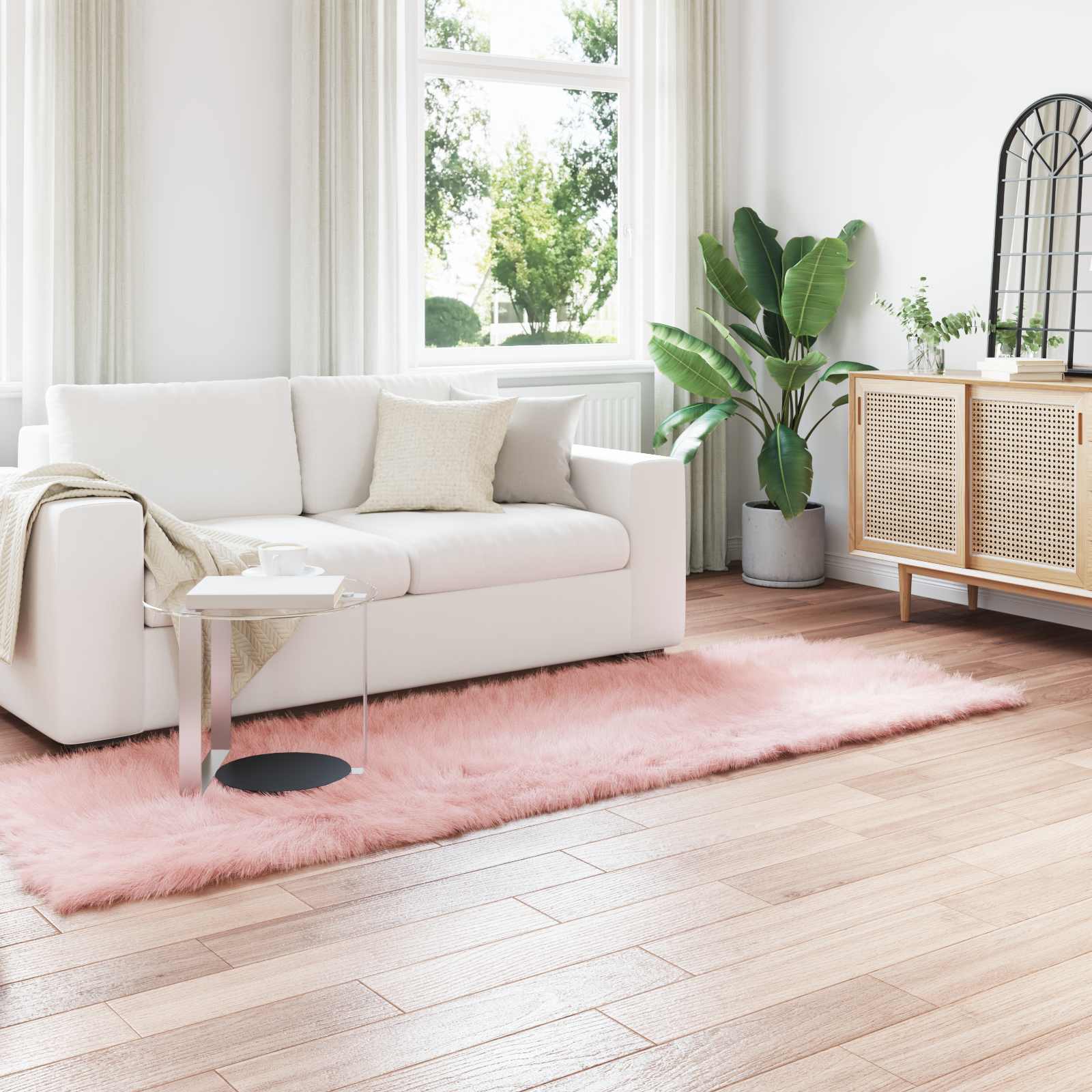 vidaXL Nepleer Schapenvacht Tapijt Wit 60 x 110 cm Polyester