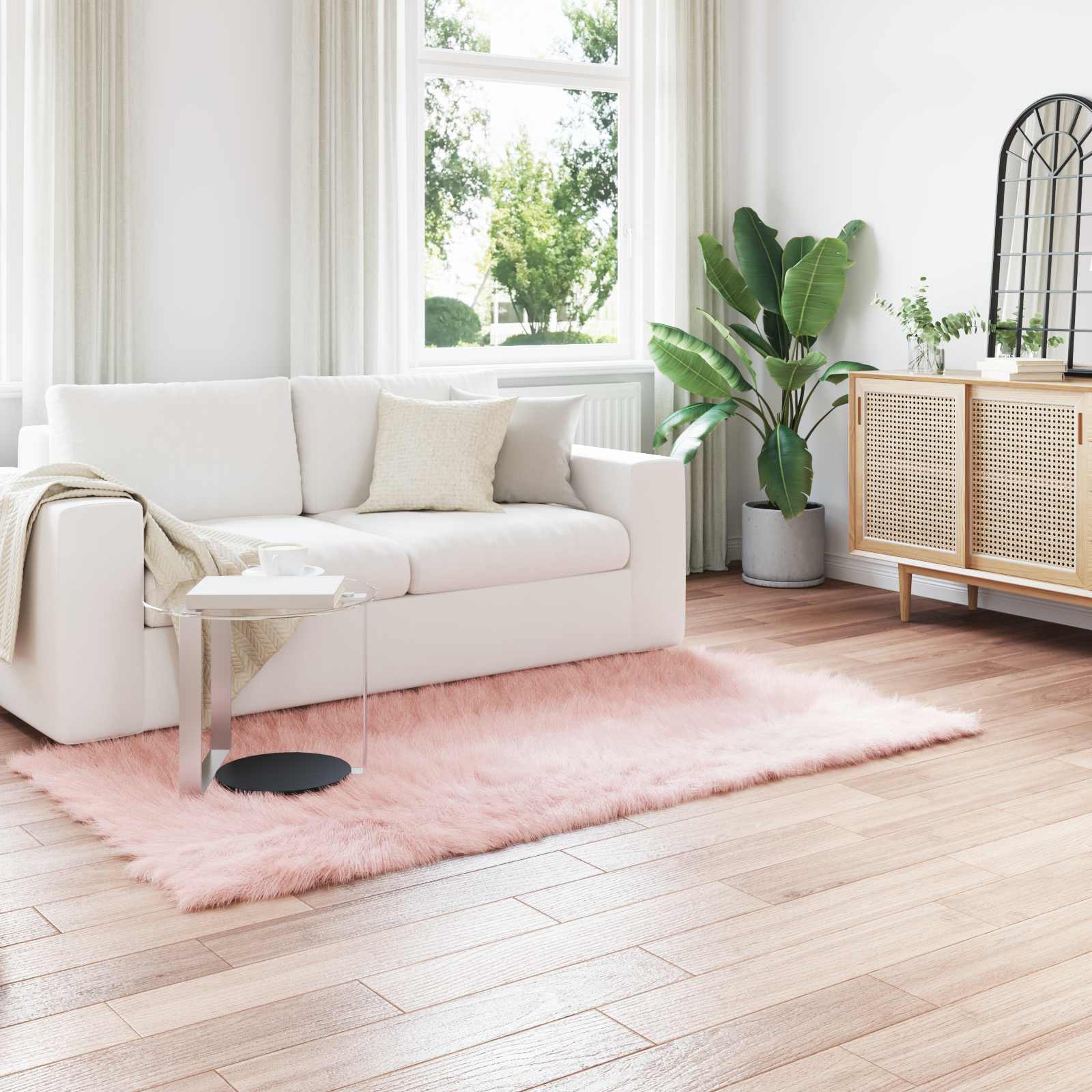 vidaXL Nepleer Schapenvacht Tapijt Wit 60 x 110 cm Polyester