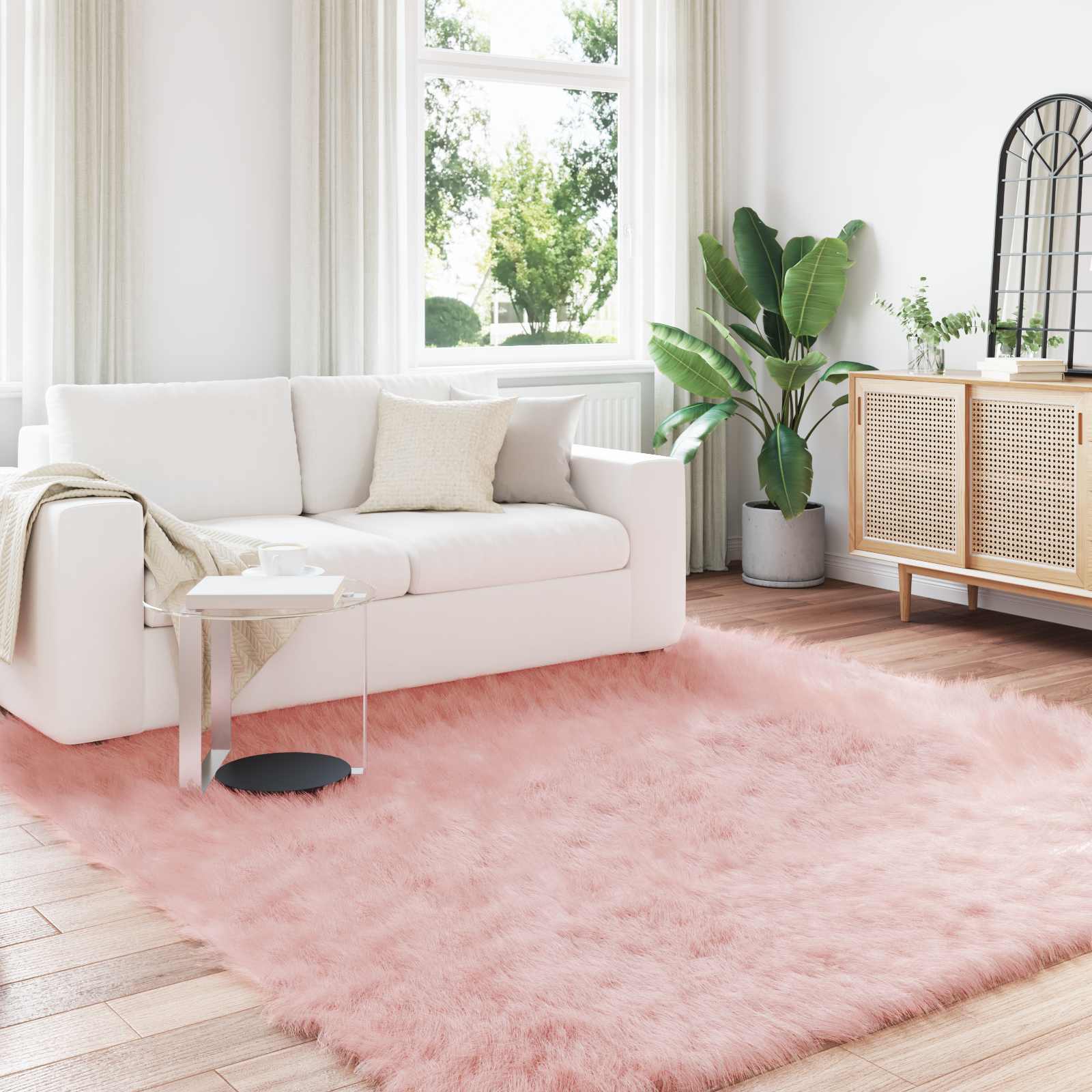 vidaXL Nepleer Schapenvacht Tapijt Wit 60 x 110 cm Polyester