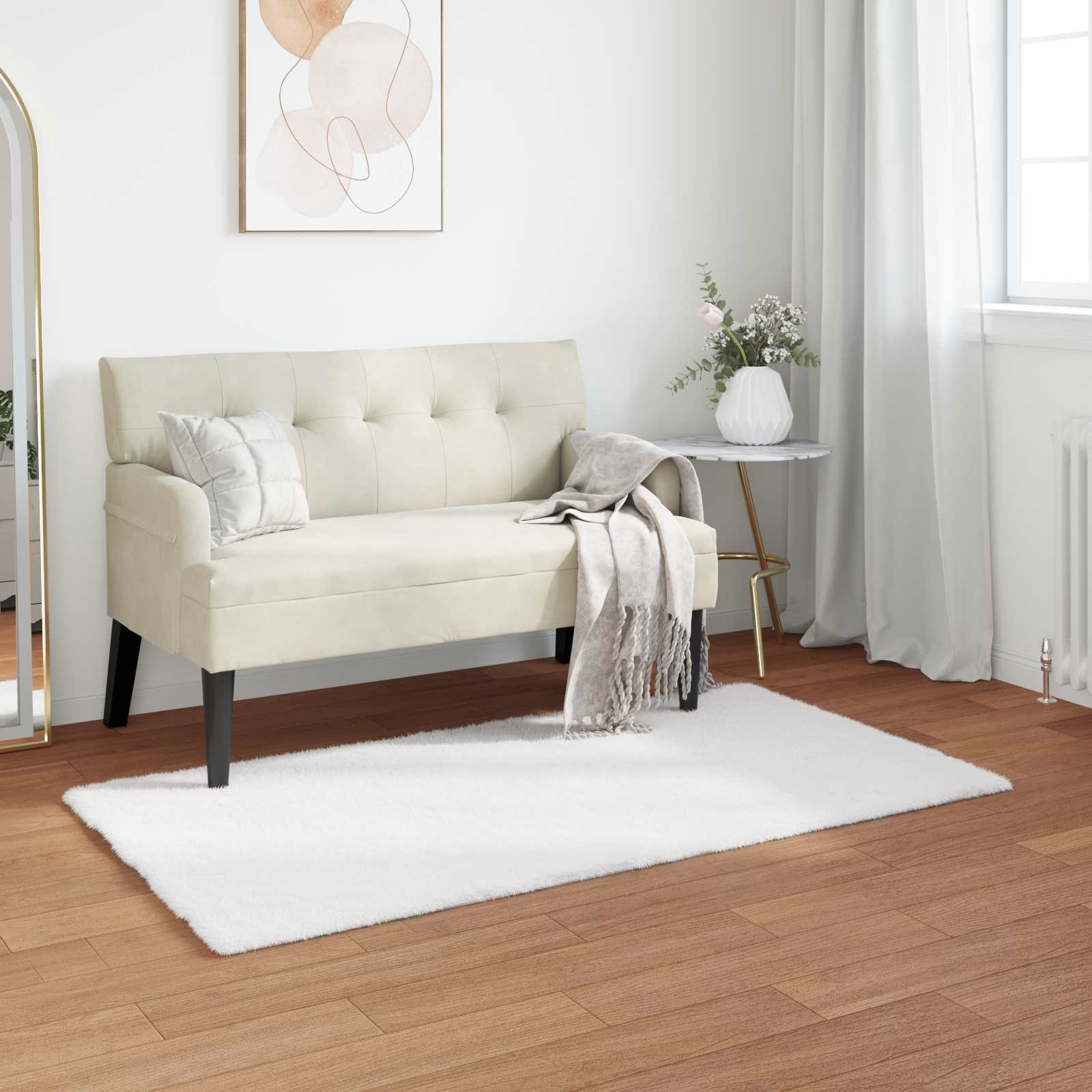 vidaXL Nep Konijnenbont Tapijt Wit 80 x 150 cm Polyester