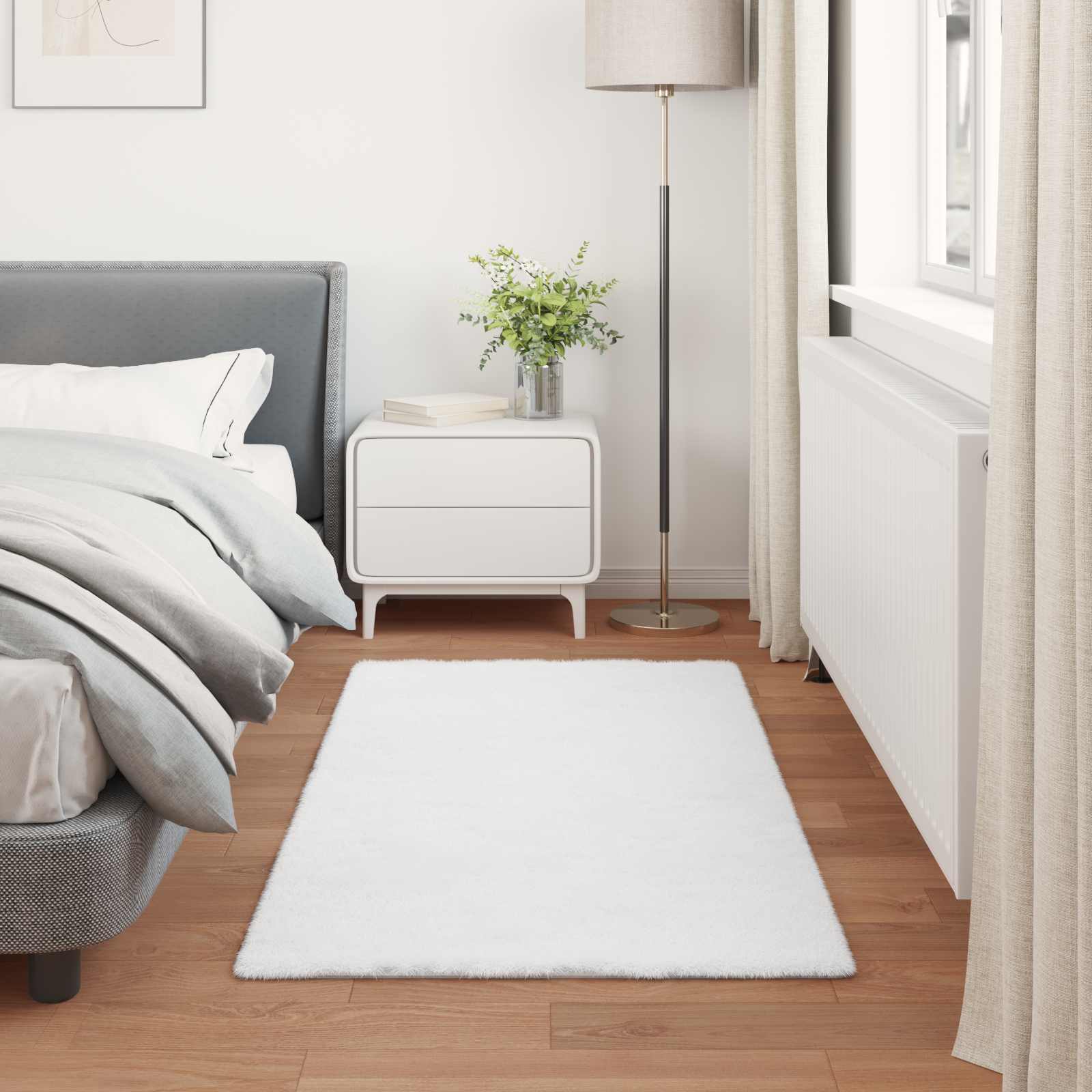 vidaXL Nep Konijnenbont Tapijt Wit 80 x 150 cm Polyester