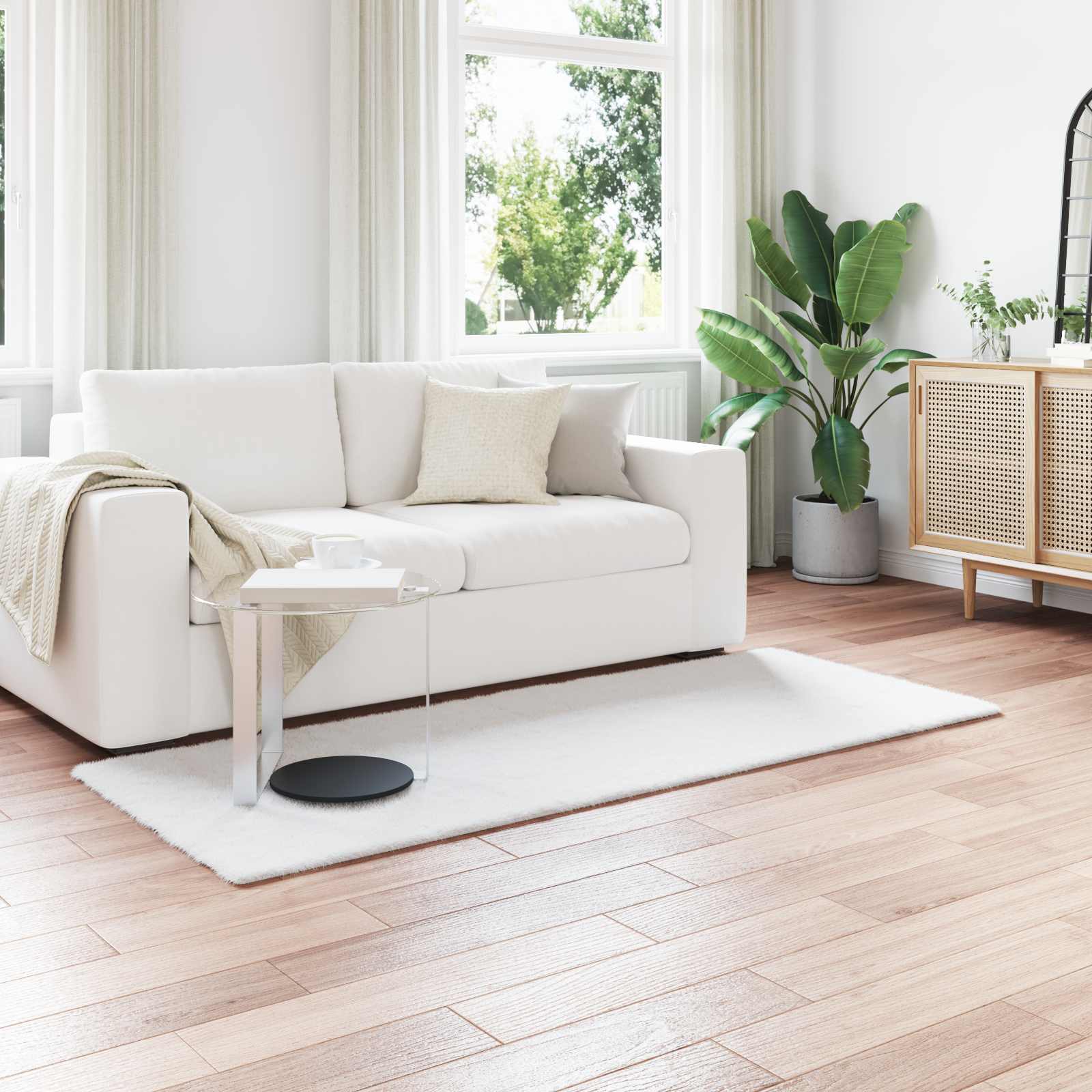 vidaXL Nep Konijnenbont Tapijt Wit 80 x 150 cm Polyester