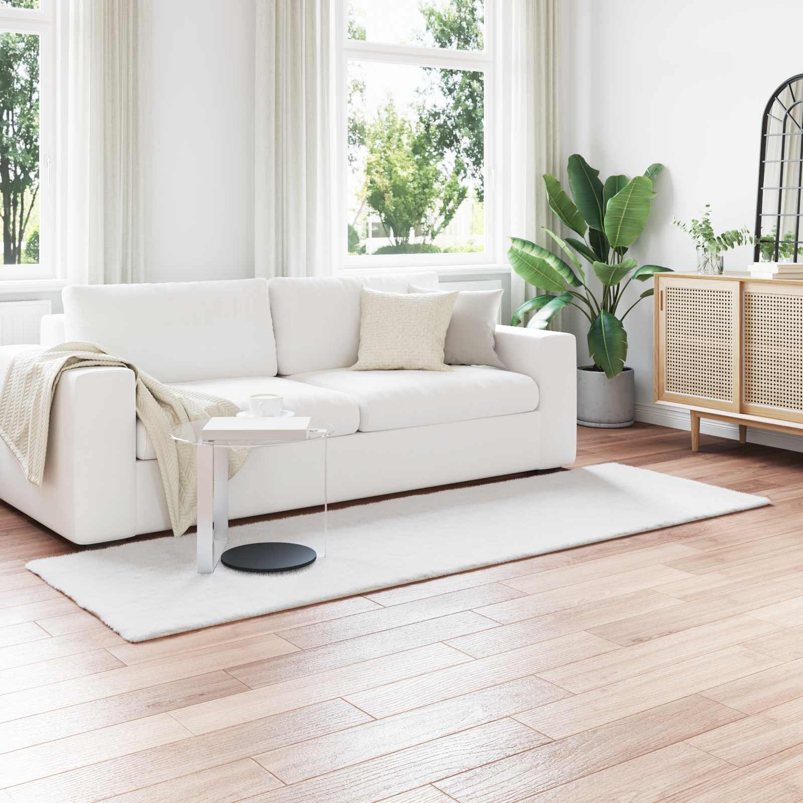 vidaXL Nep Konijnenbont Tapijt Wit 80 x 150 cm Polyester