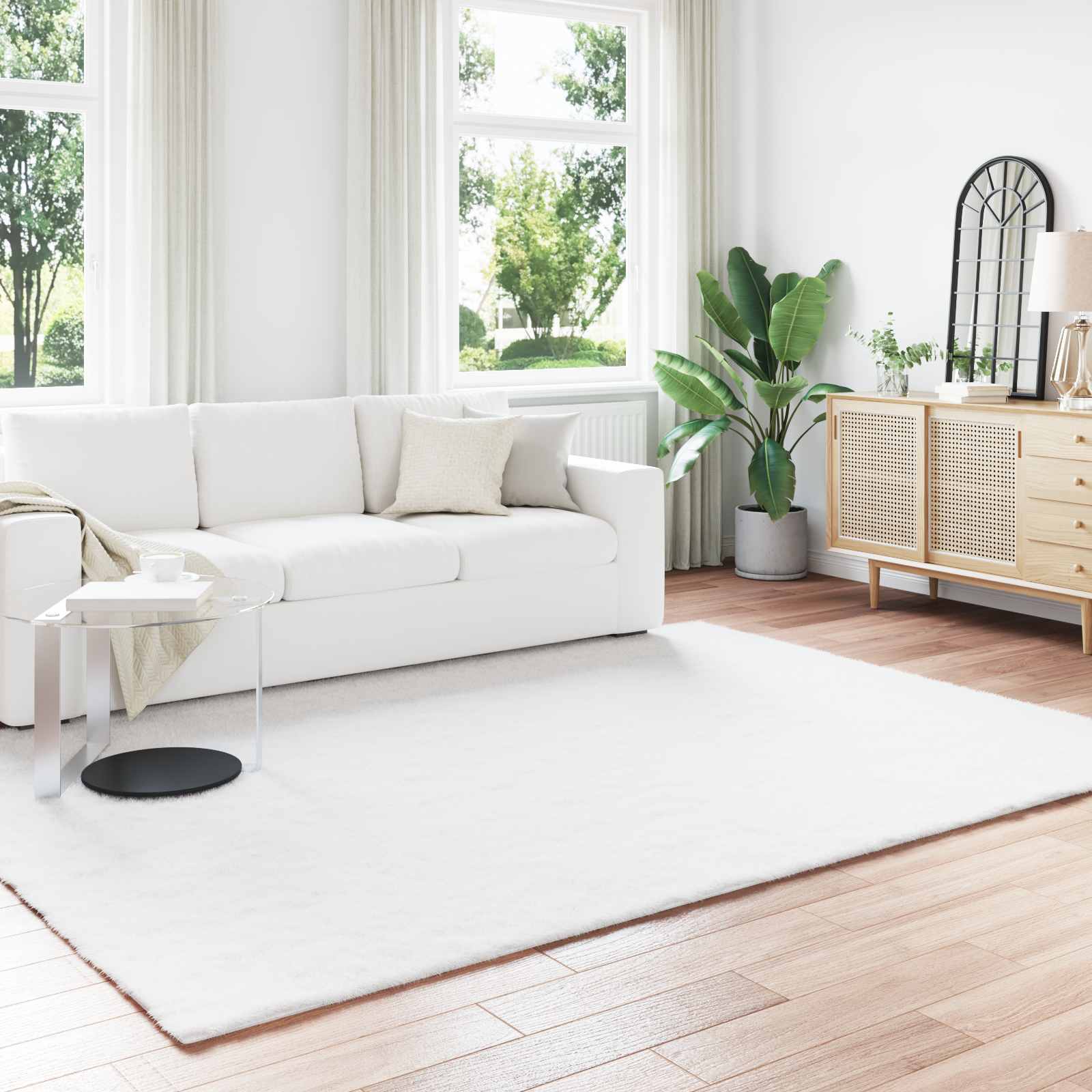 vidaXL Nep Konijnenbont Tapijt Wit 80 x 150 cm Polyester