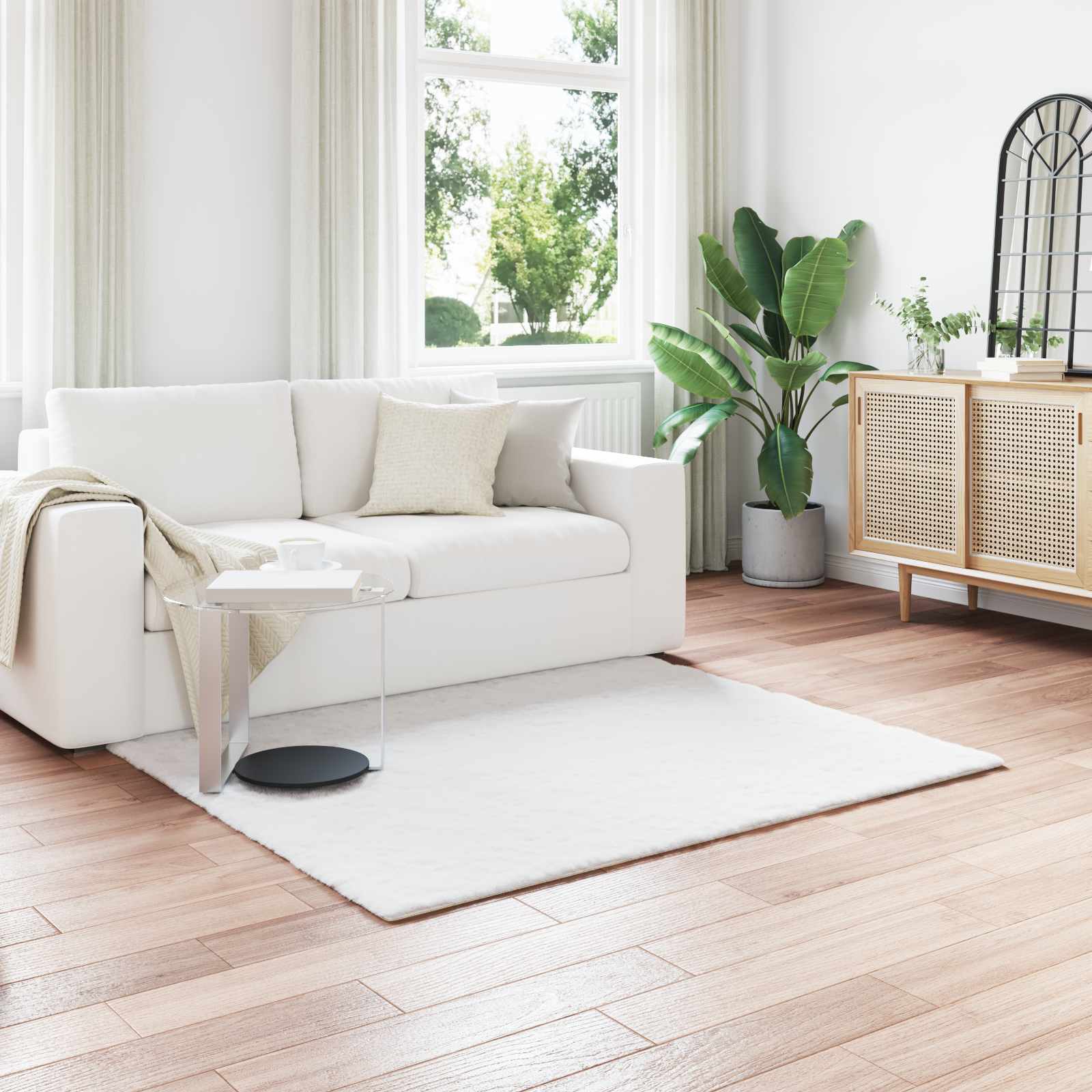 vidaXL Nep Konijnenbont Tapijt Wit 80 x 150 cm Polyester
