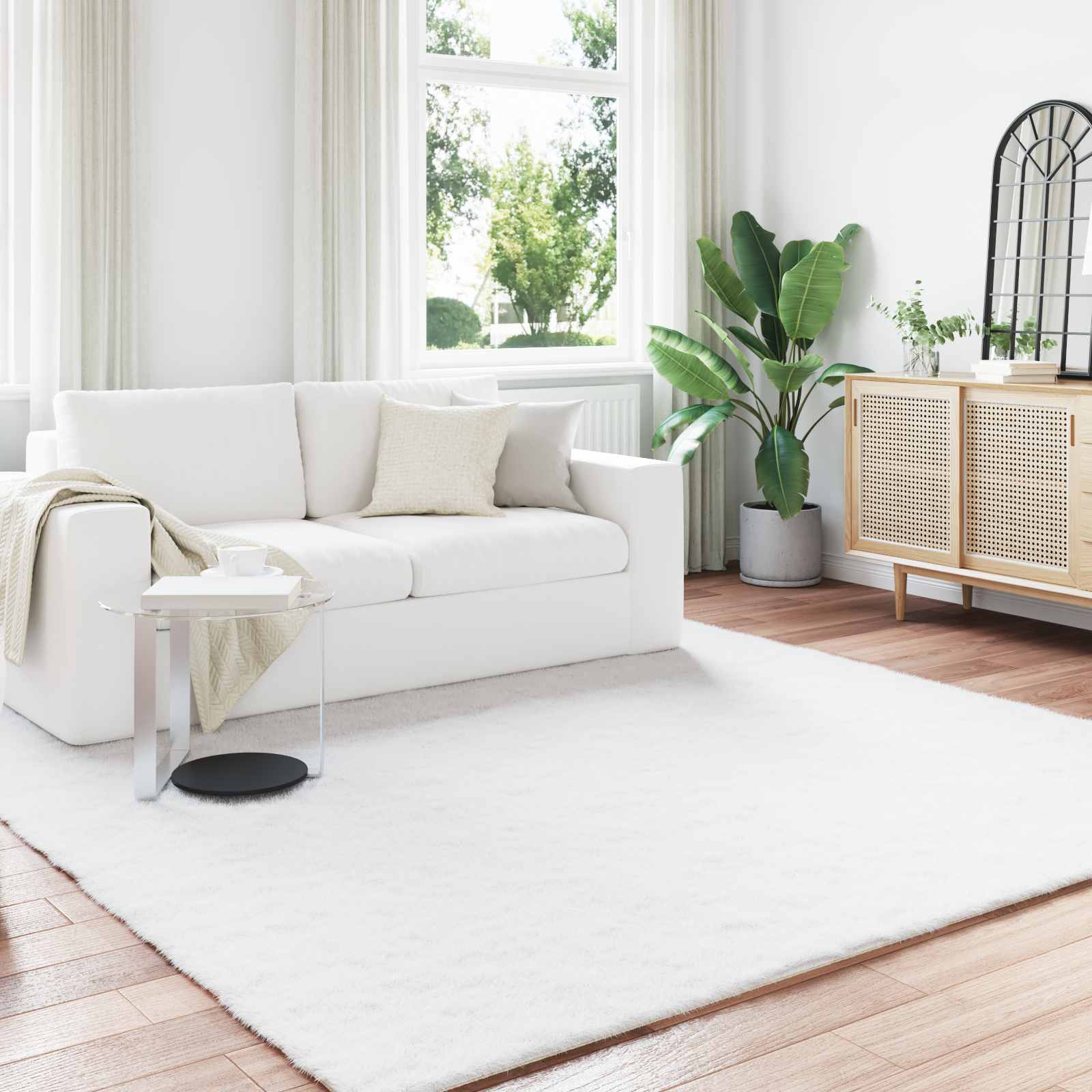 vidaXL Nep Konijnenbont Tapijt Wit 80 x 150 cm Polyester