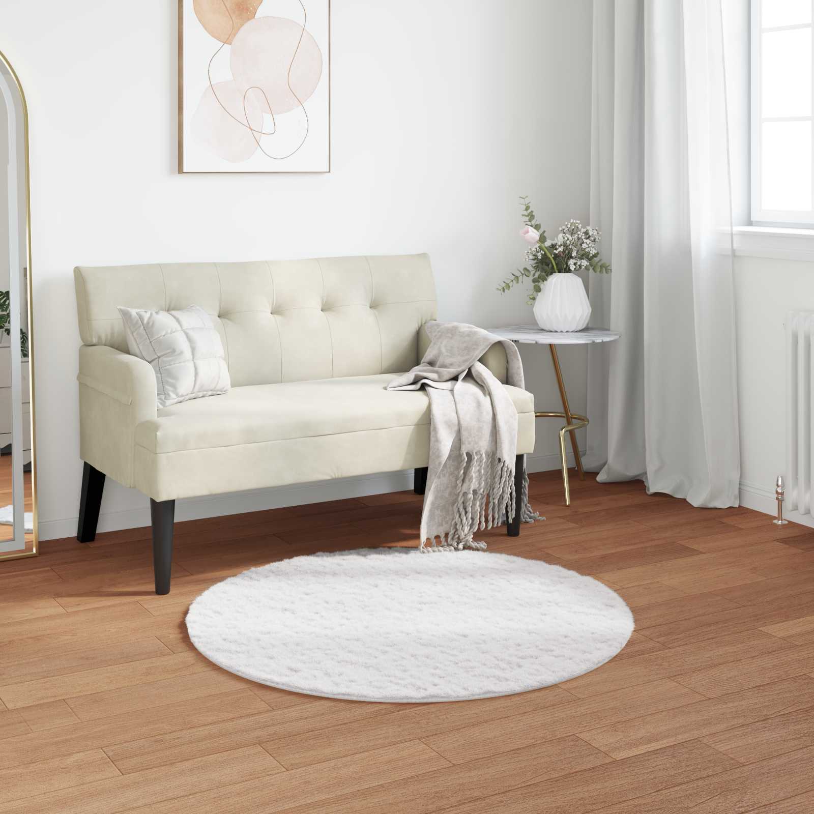 vidaXL Nep Konijnenbont Tapijt Wit 80 x 150 cm Polyester