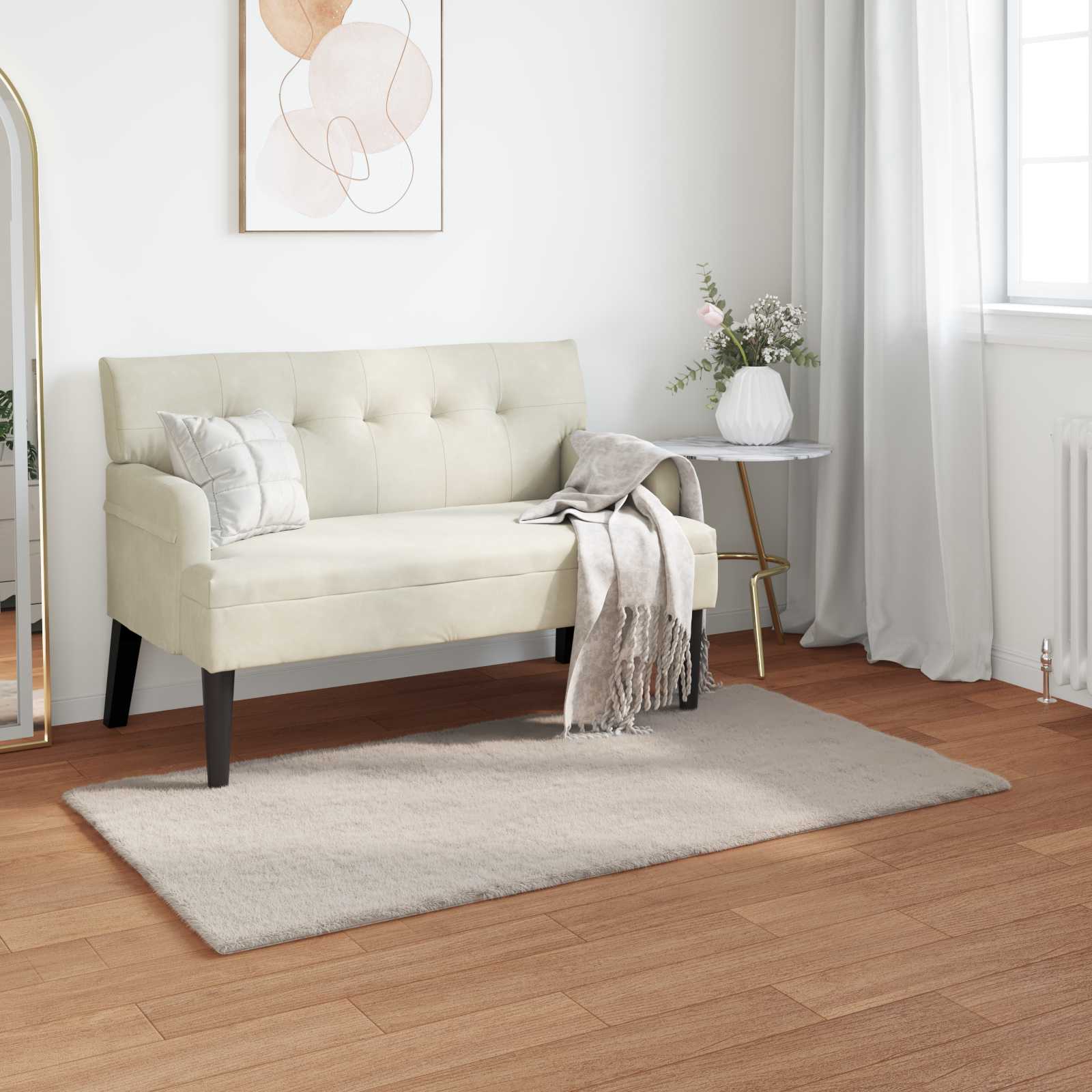 vidaXL Nep Konijnenbont Tapijt Wit 80 x 150 cm Polyester