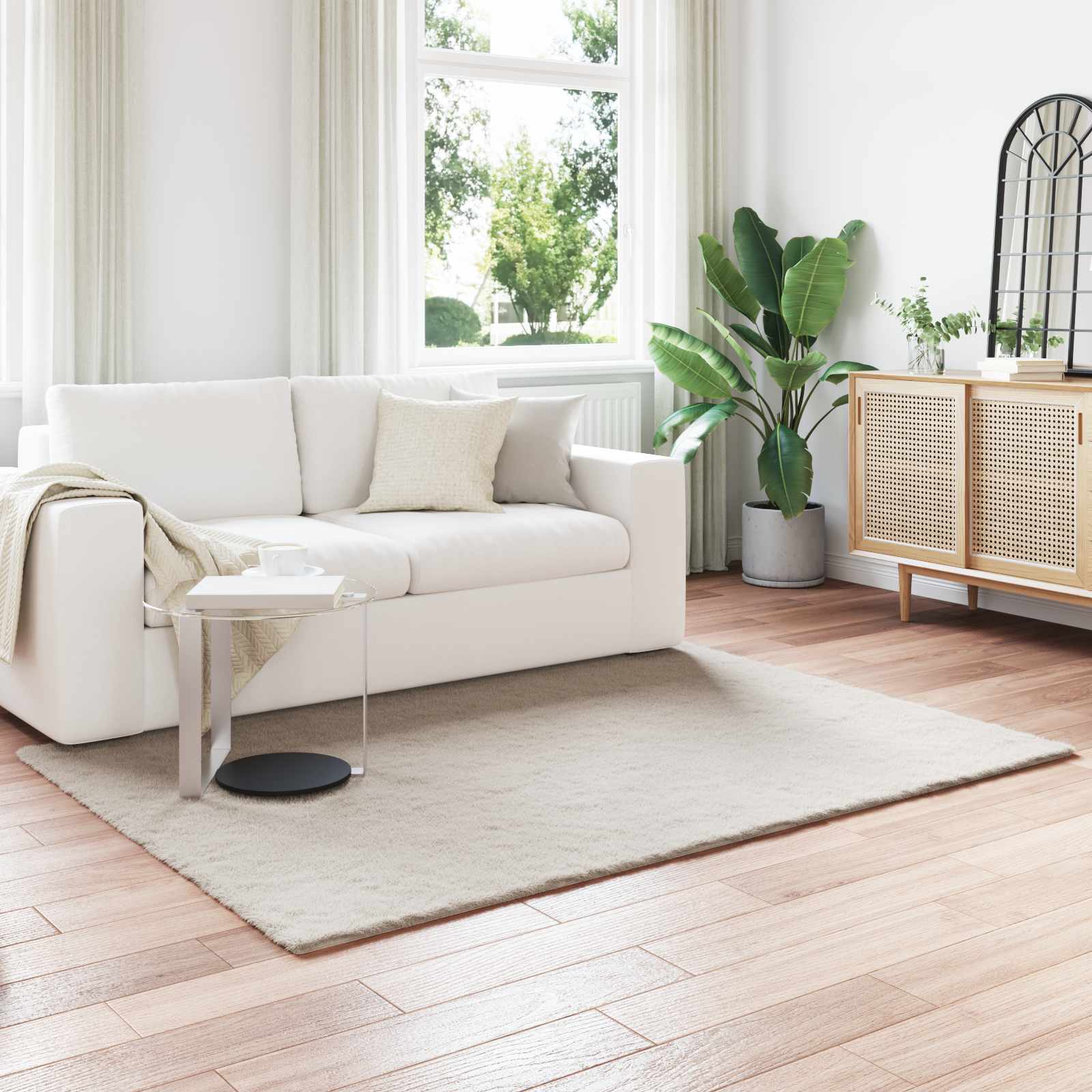 vidaXL Nep Konijnenbont Tapijt Wit 80 x 150 cm Polyester