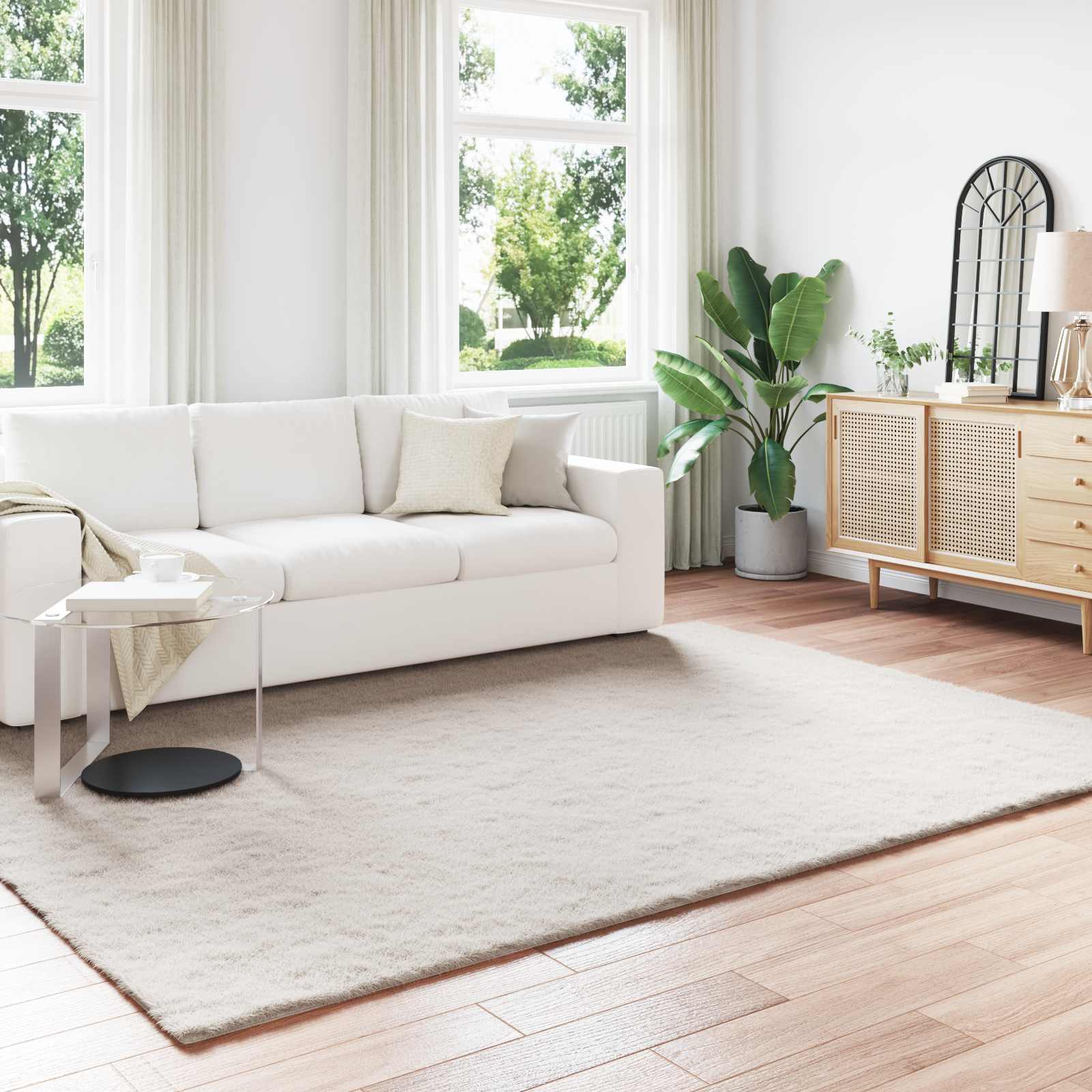 vidaXL Nep Konijnenbont Tapijt Wit 80 x 150 cm Polyester
