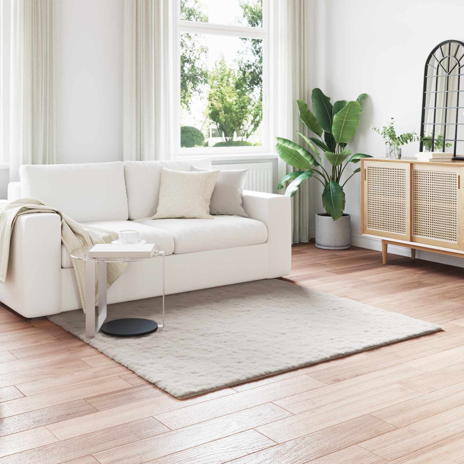 vidaXL Nep Konijnenbont Tapijt Wit 80 x 150 cm Polyester