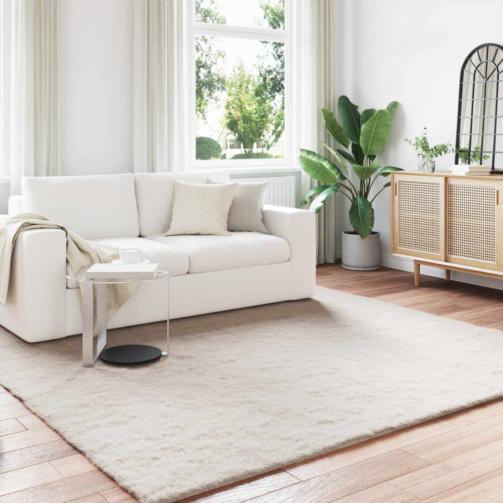 vidaXL Nep Konijnenbont Tapijt Wit 80 x 150 cm Polyester