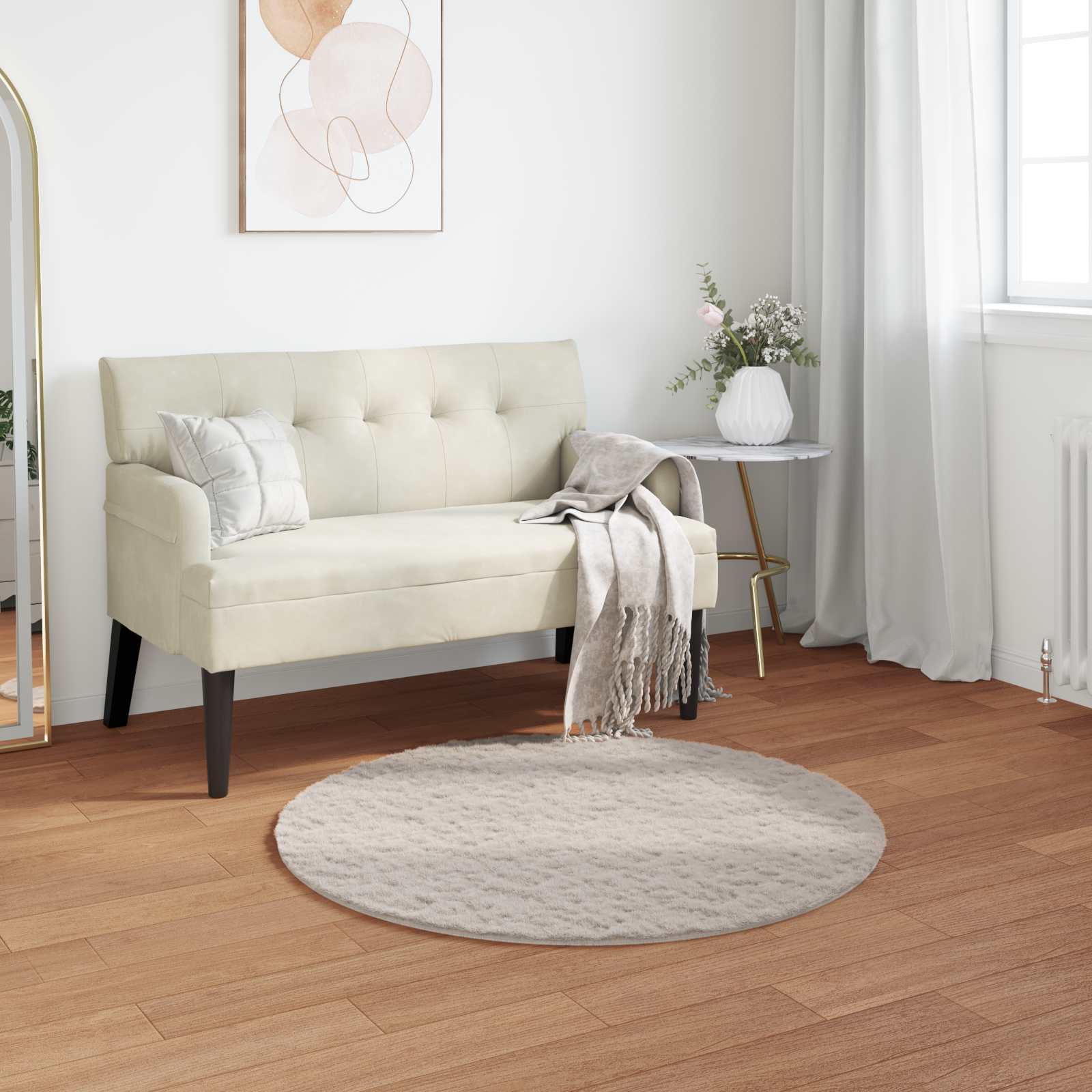 vidaXL Nep Konijnenbont Tapijt Wit 80 x 150 cm Polyester