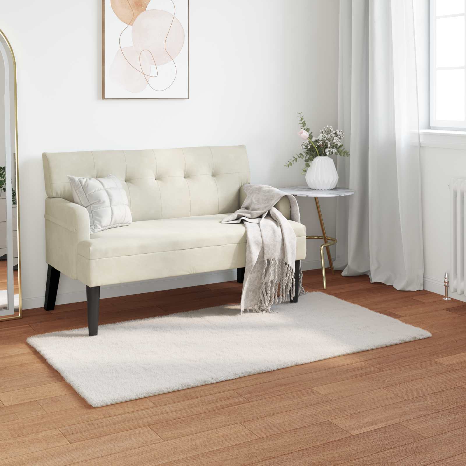 vidaXL Nep Konijnenbont Tapijt Wit 80 x 150 cm Polyester