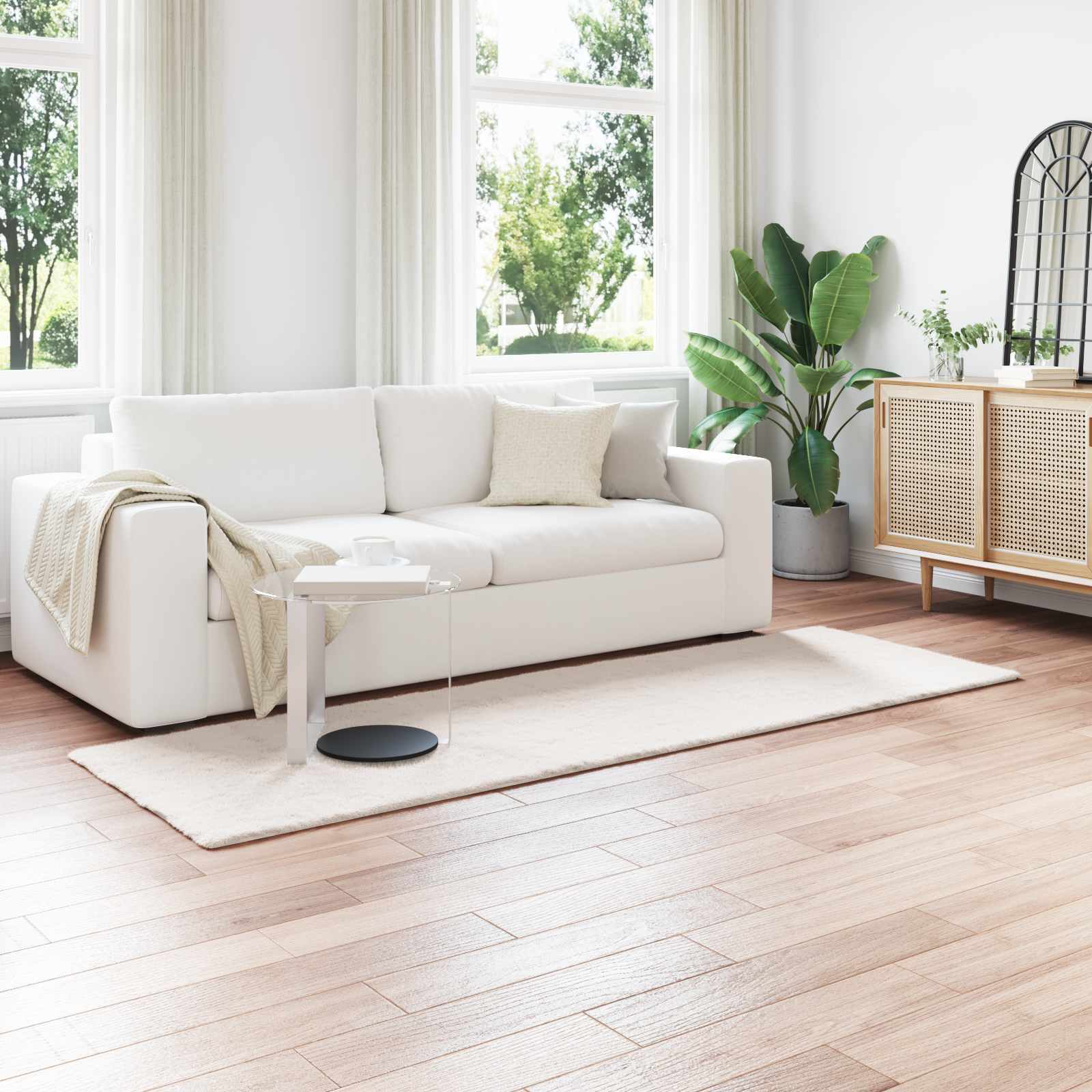vidaXL Nep Konijnenbont Tapijt Wit 80 x 150 cm Polyester