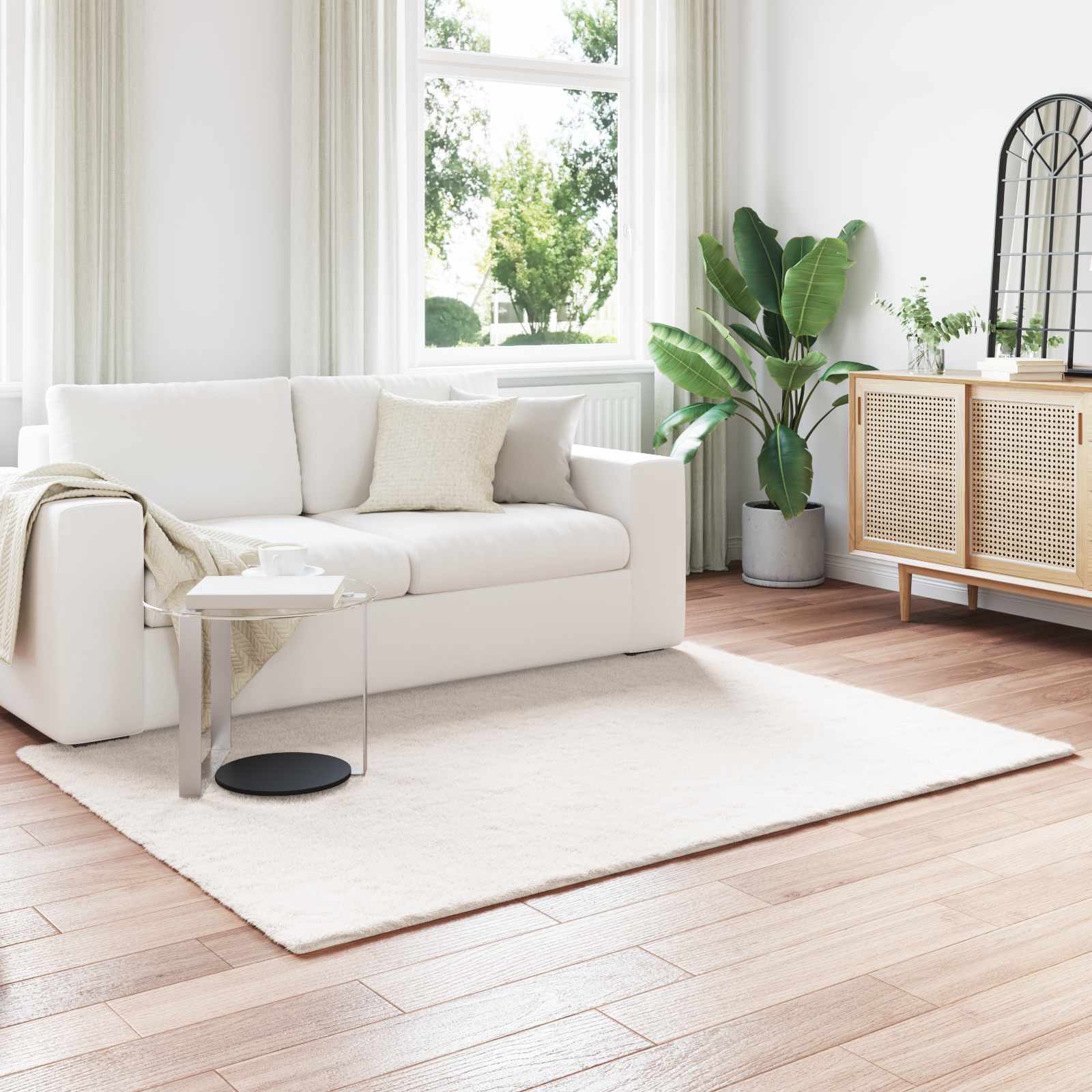 vidaXL Nep Konijnenbont Tapijt Wit 80 x 150 cm Polyester