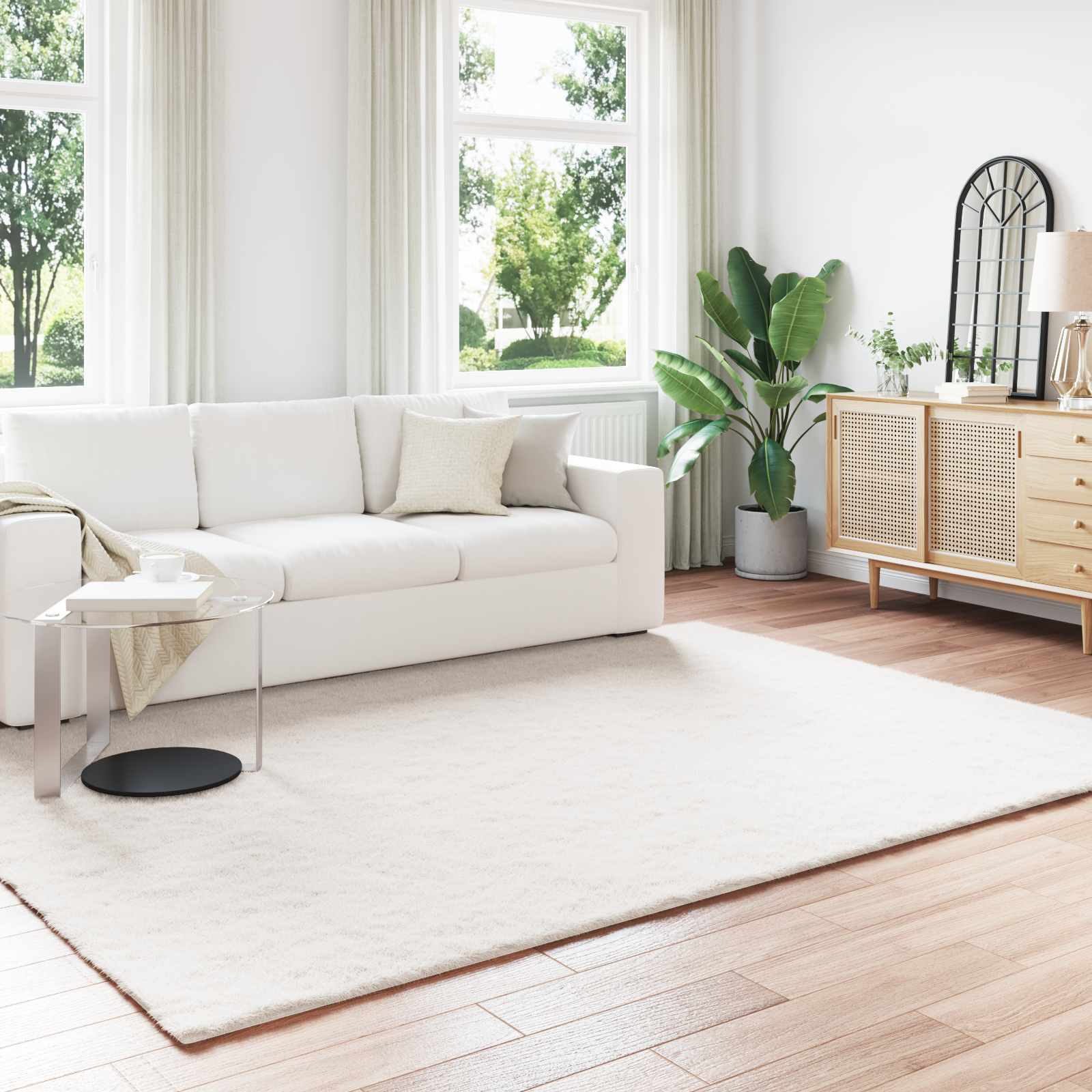 vidaXL Nep Konijnenbont Tapijt Wit 80 x 150 cm Polyester