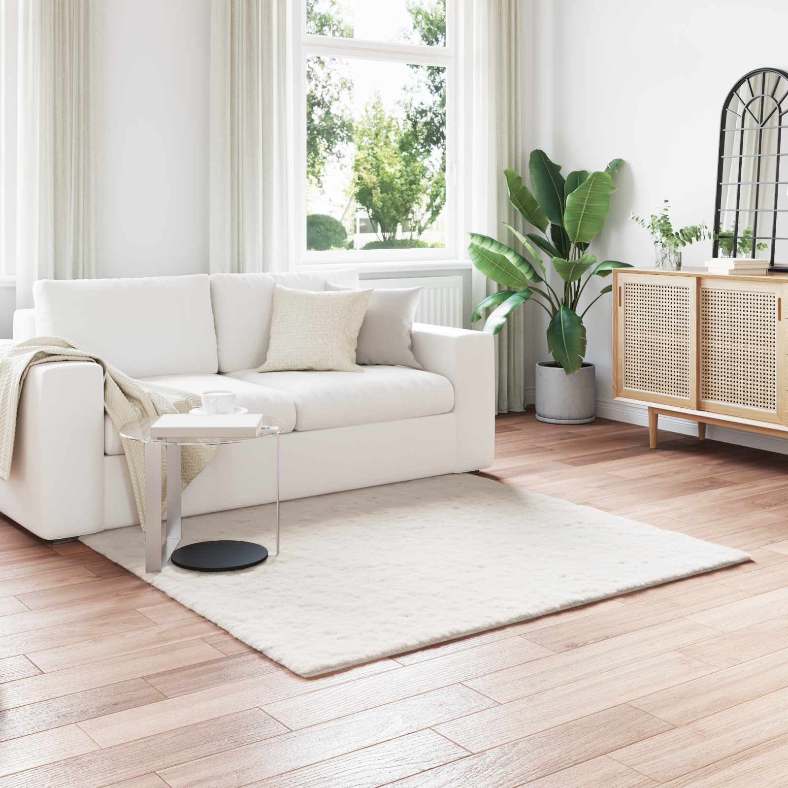 vidaXL Nep Konijnenbont Tapijt Wit 80 x 150 cm Polyester
