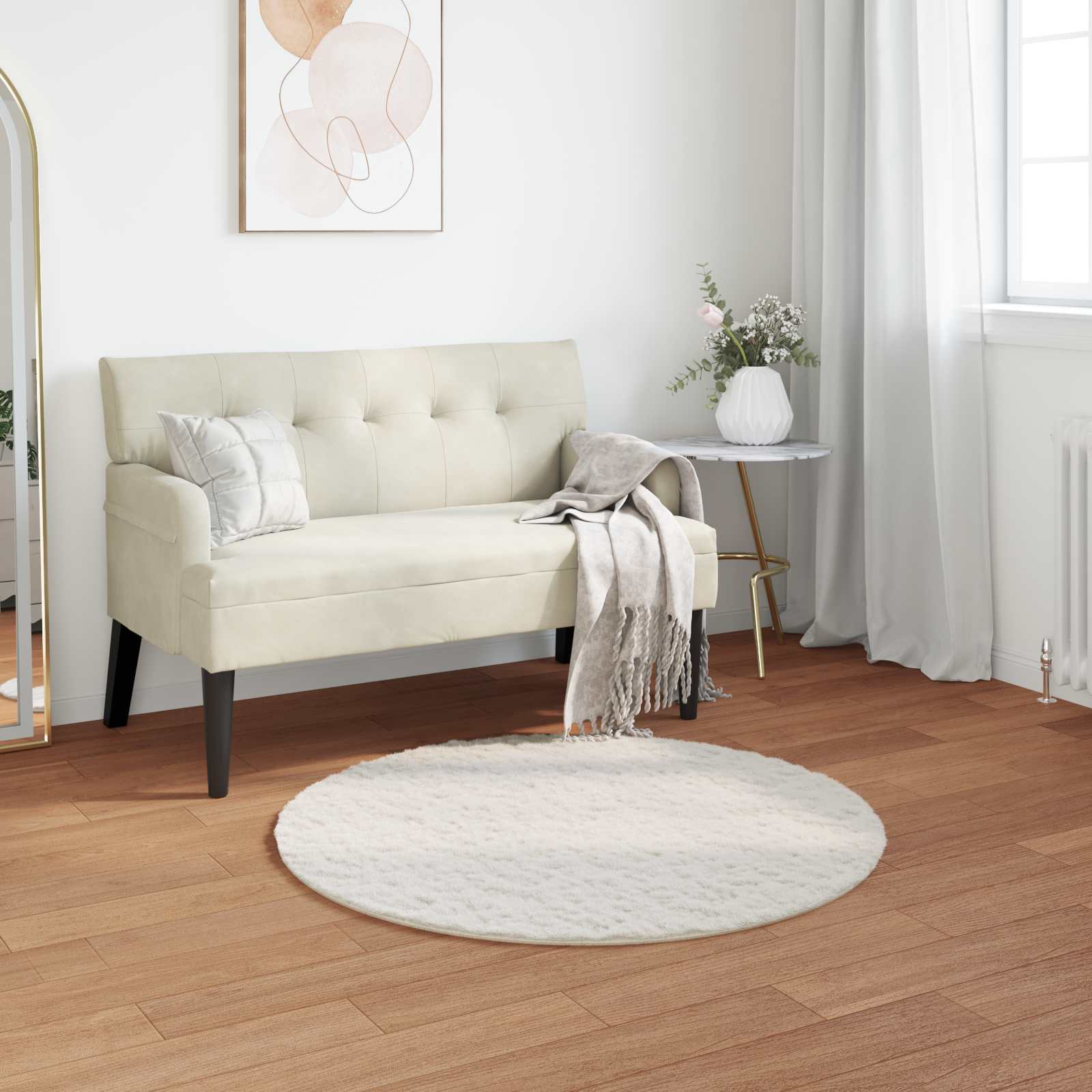 vidaXL Nep Konijnenbont Tapijt Wit 80 x 150 cm Polyester