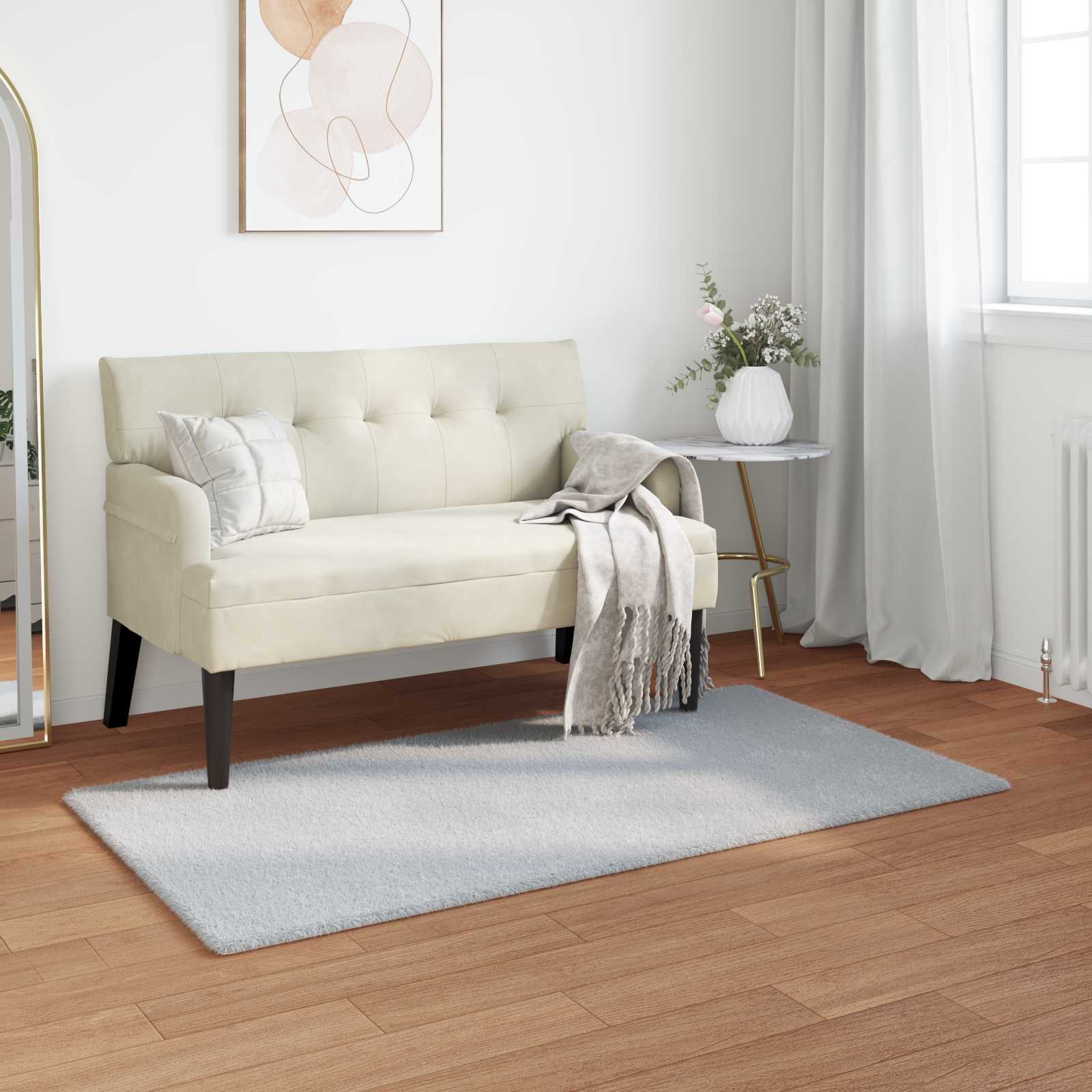 vidaXL Nep Konijnenbont Tapijt Wit 80 x 150 cm Polyester