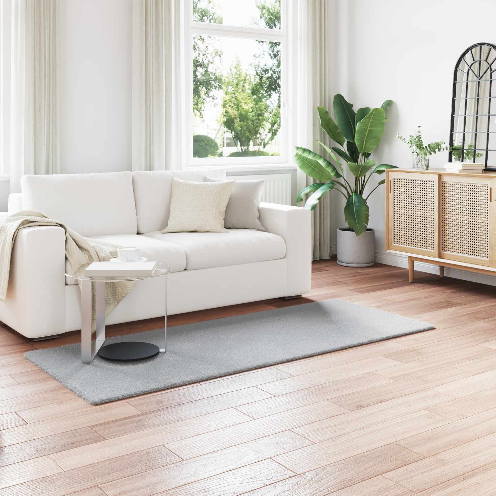 vidaXL Nep Konijnenbont Tapijt Wit 80 x 150 cm Polyester