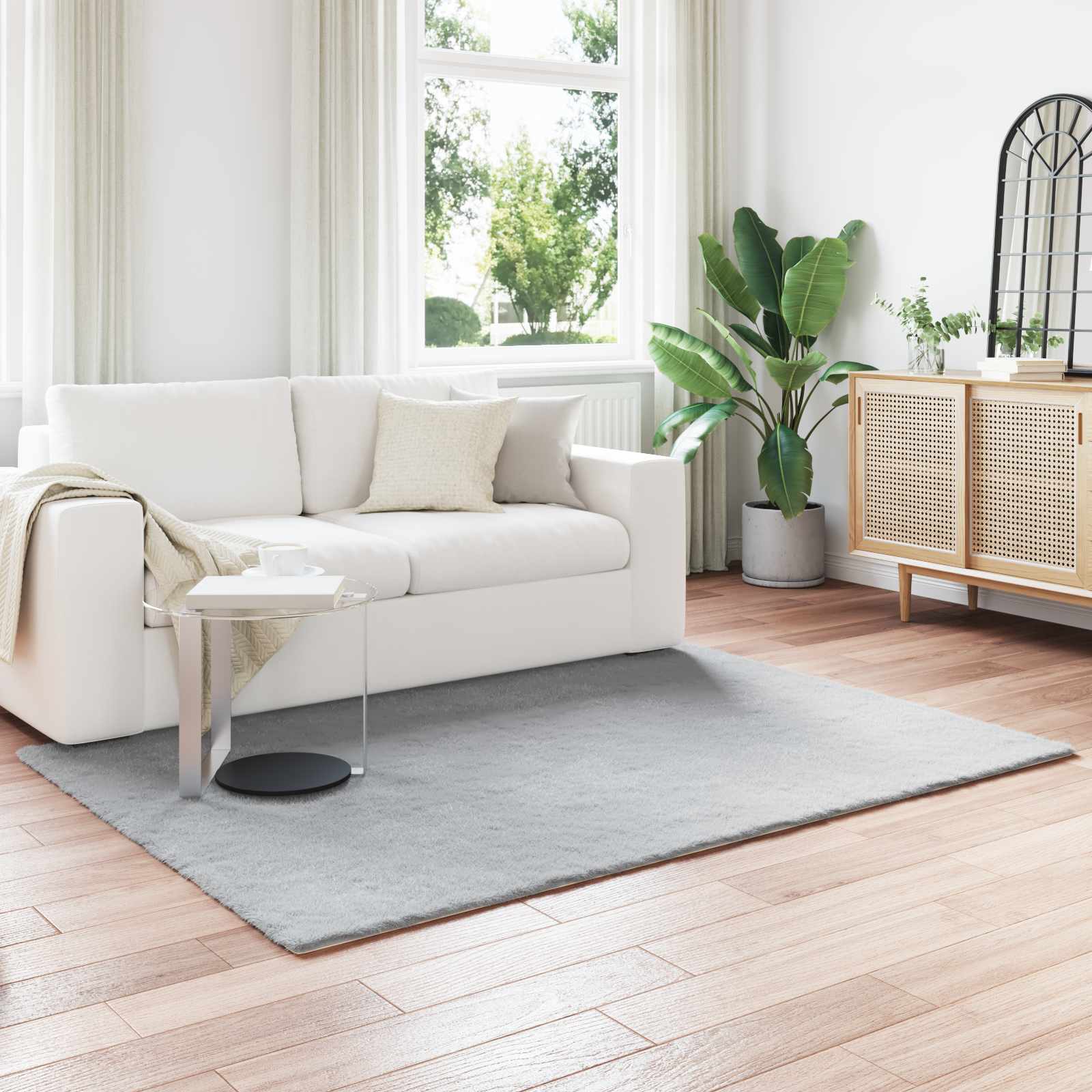 vidaXL Nep Konijnenbont Tapijt Wit 80 x 150 cm Polyester