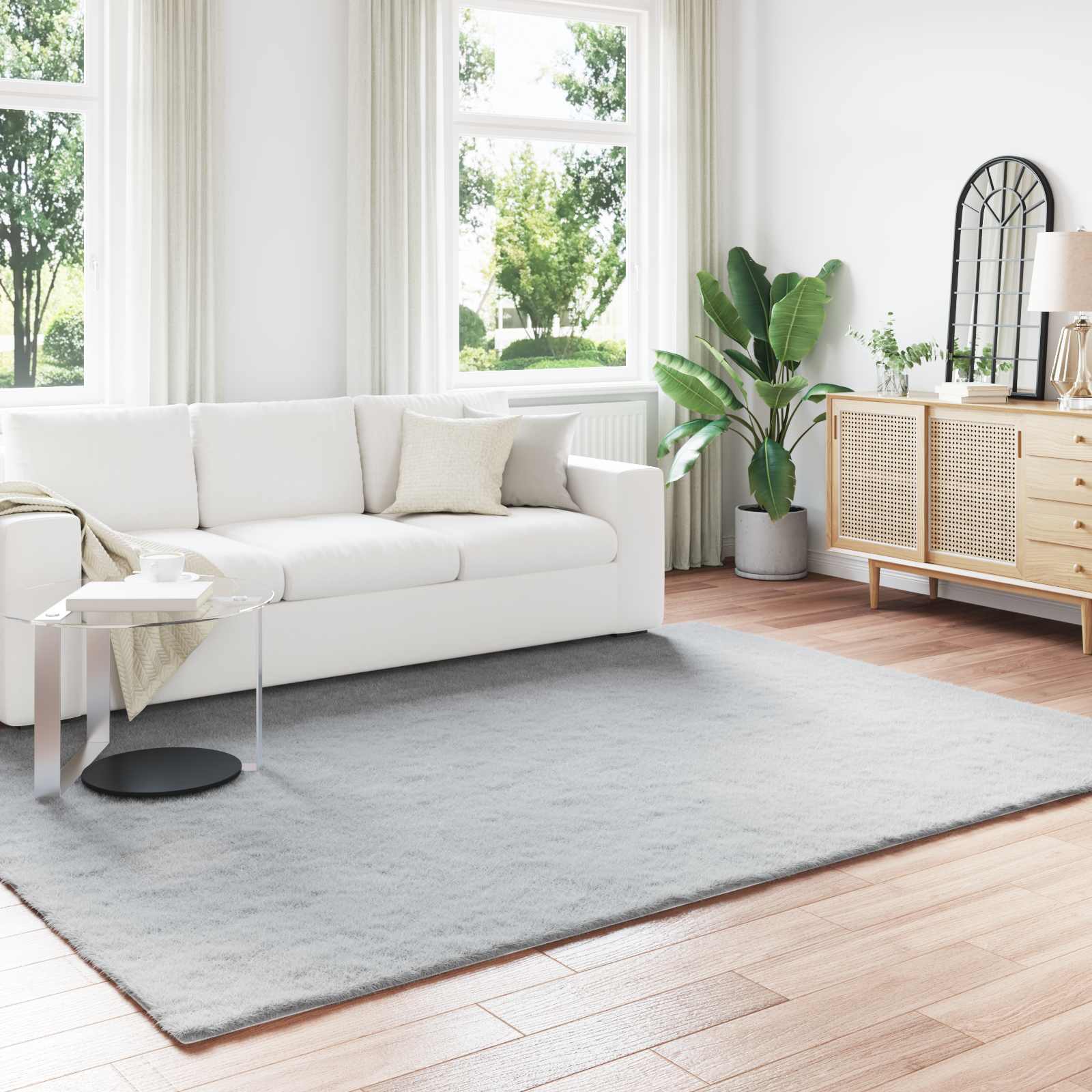 vidaXL Nep Konijnenbont Tapijt Wit 80 x 150 cm Polyester