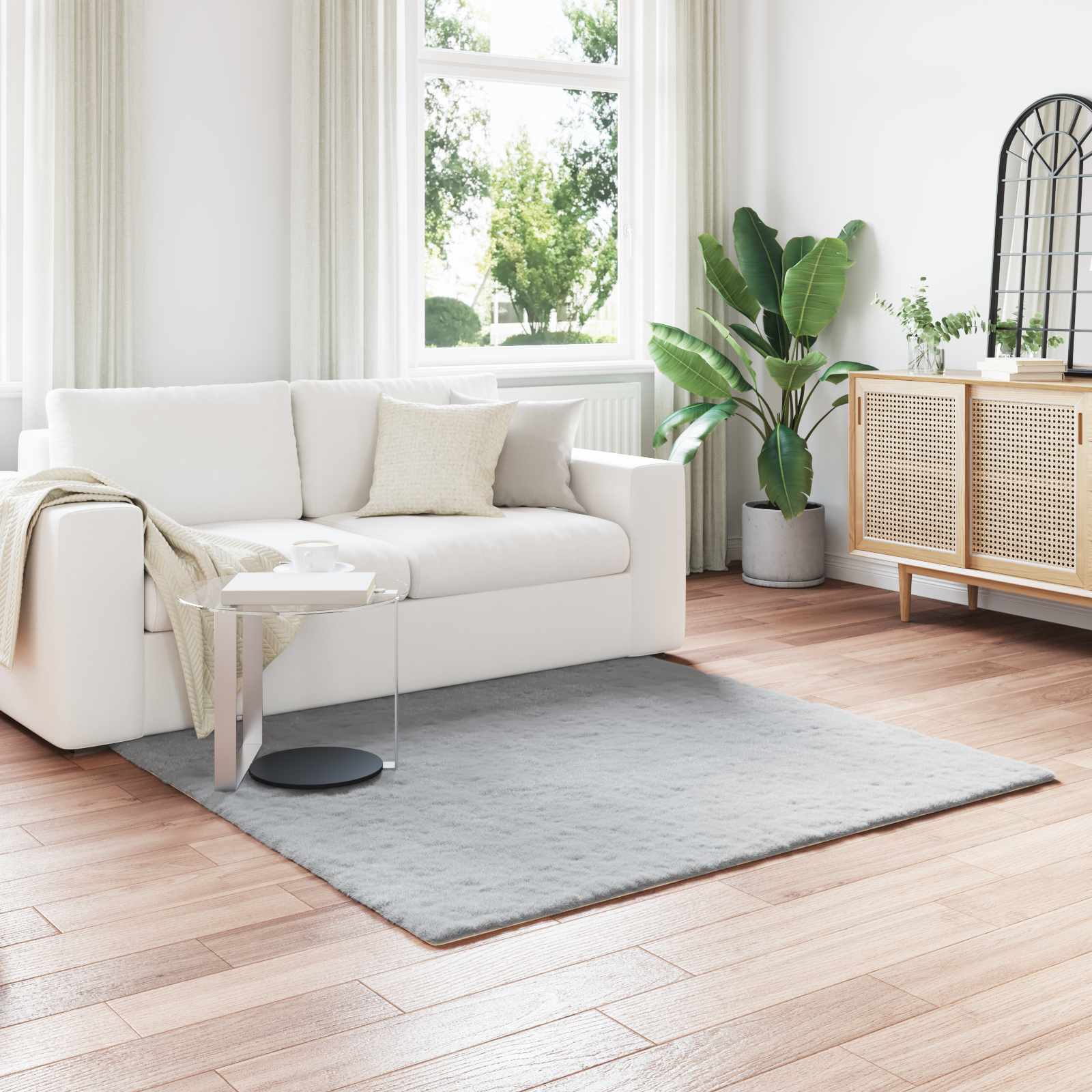 vidaXL Nep Konijnenbont Tapijt Wit 80 x 150 cm Polyester