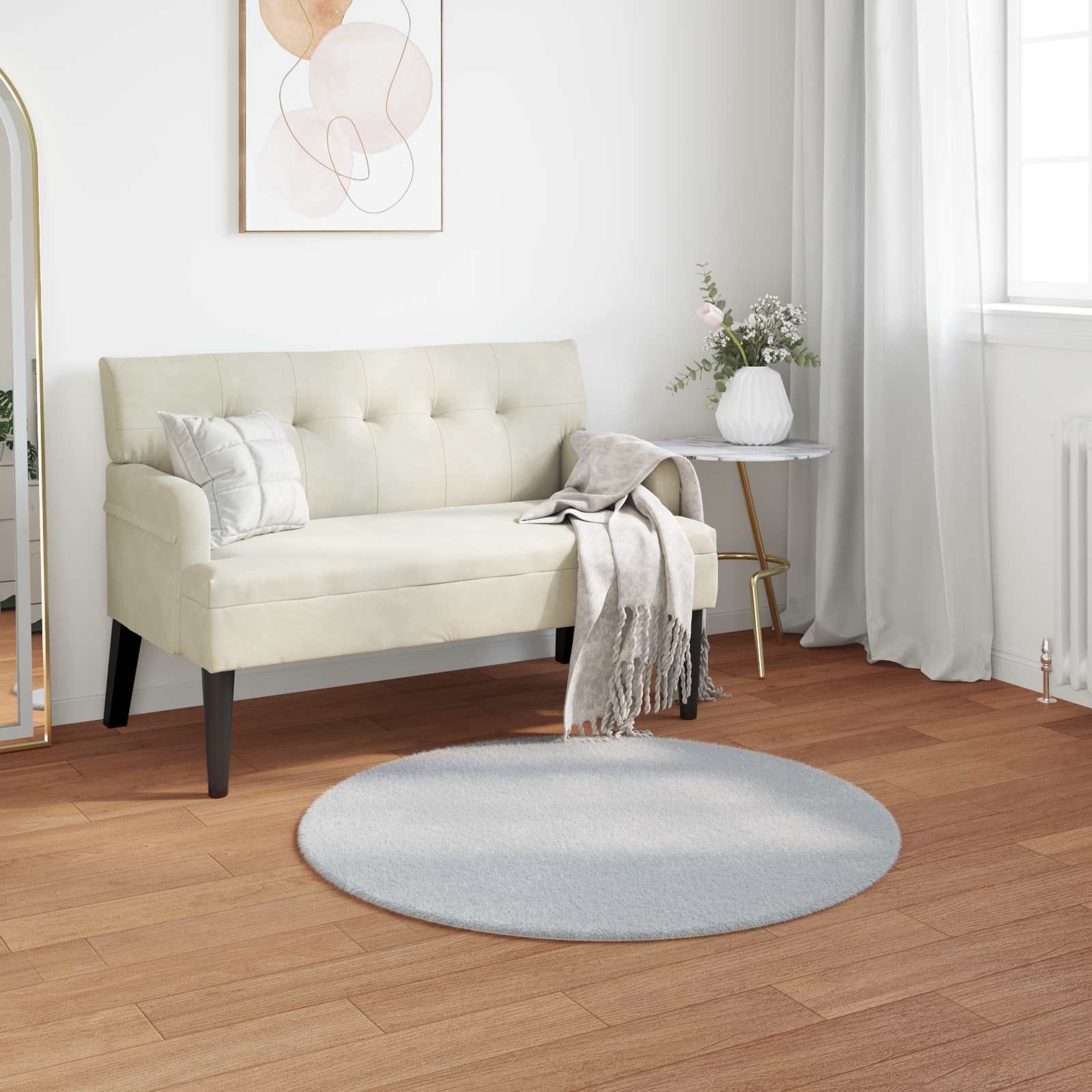 vidaXL Nep Konijnenbont Tapijt Wit 80 x 150 cm Polyester