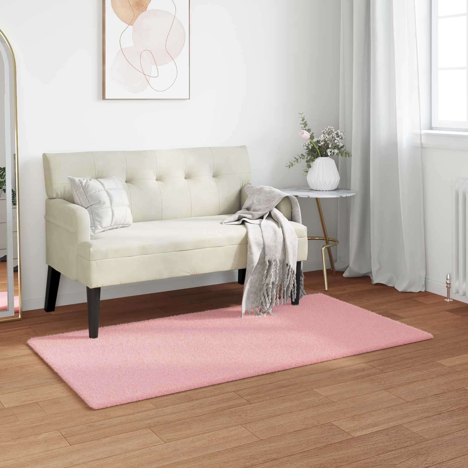vidaXL Nep Konijnenbont Tapijt Wit 80 x 150 cm Polyester