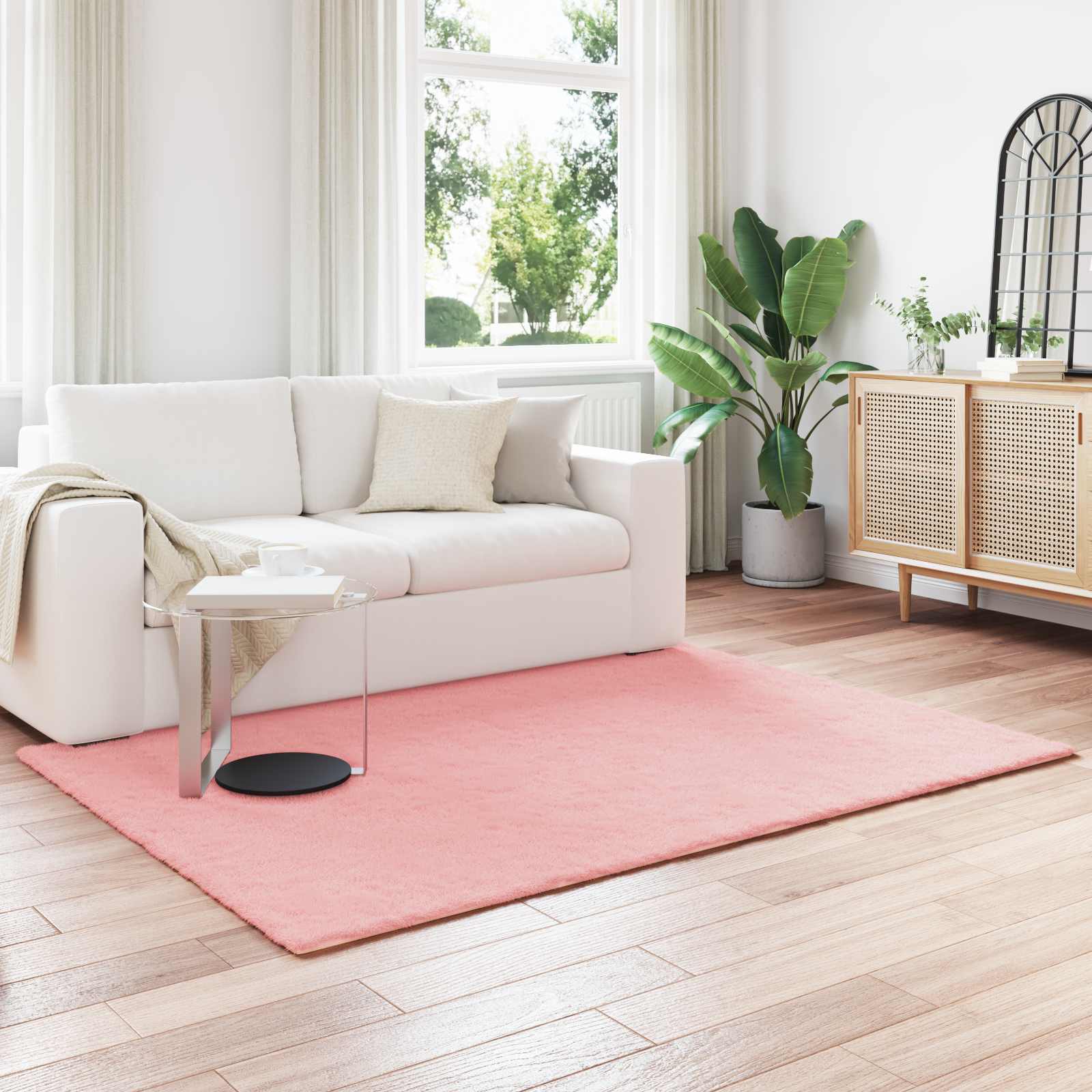 vidaXL Nep Konijnenbont Tapijt Wit 80 x 150 cm Polyester