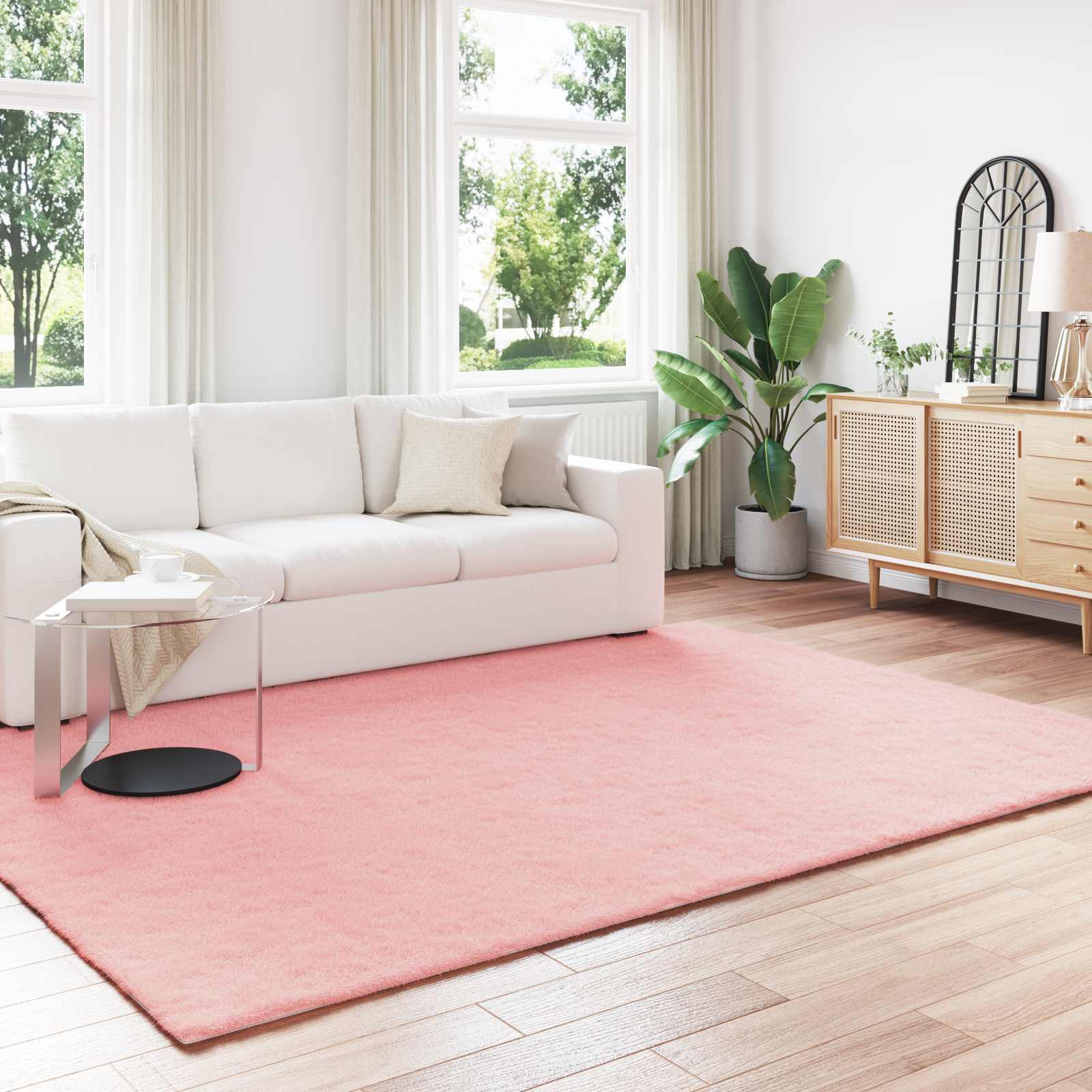 vidaXL Nep Konijnenbont Tapijt Wit 80 x 150 cm Polyester