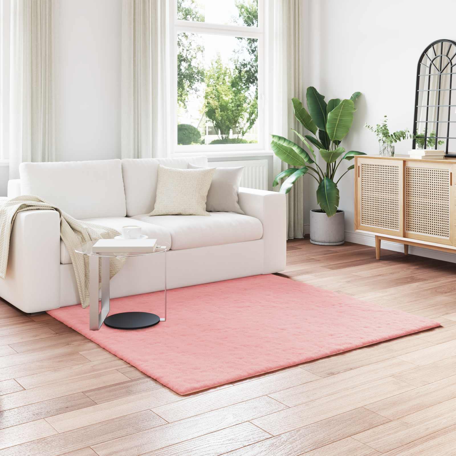 vidaXL Nep Konijnenbont Tapijt Wit 80 x 150 cm Polyester