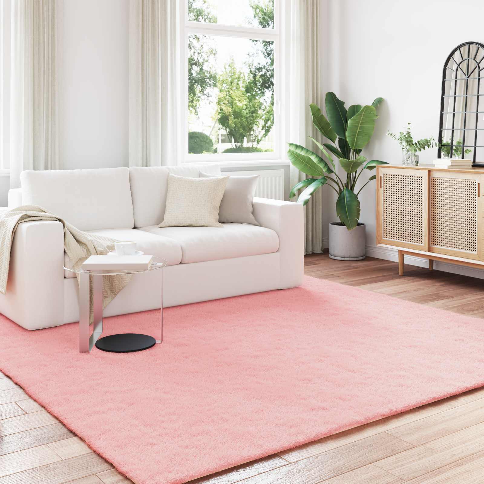vidaXL Nep Konijnenbont Tapijt Wit 80 x 150 cm Polyester