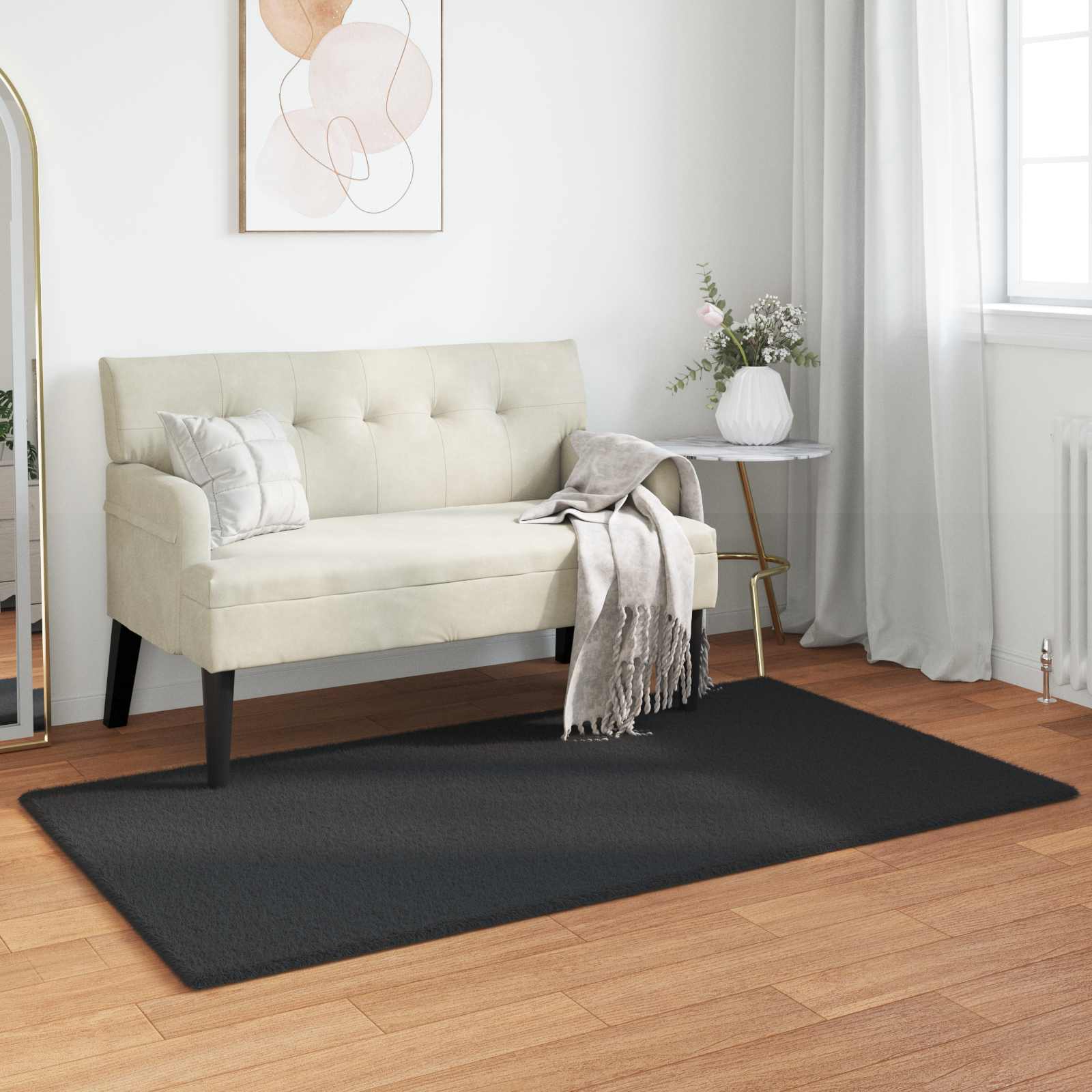 vidaXL Nep Konijnenbont Tapijt Wit 80 x 150 cm Polyester