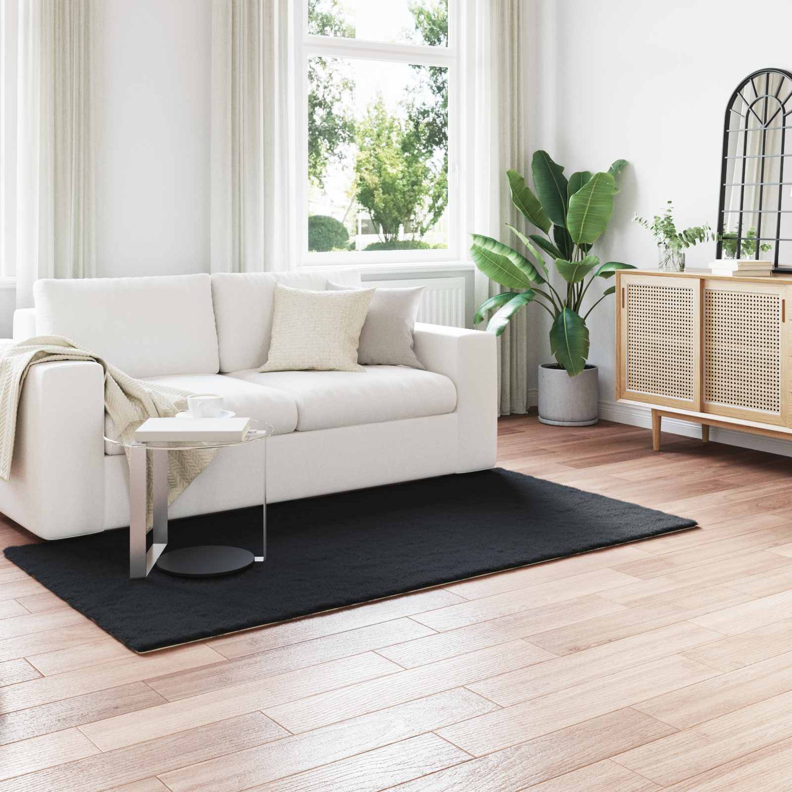 vidaXL Nep Konijnenbont Tapijt Wit 80 x 150 cm Polyester
