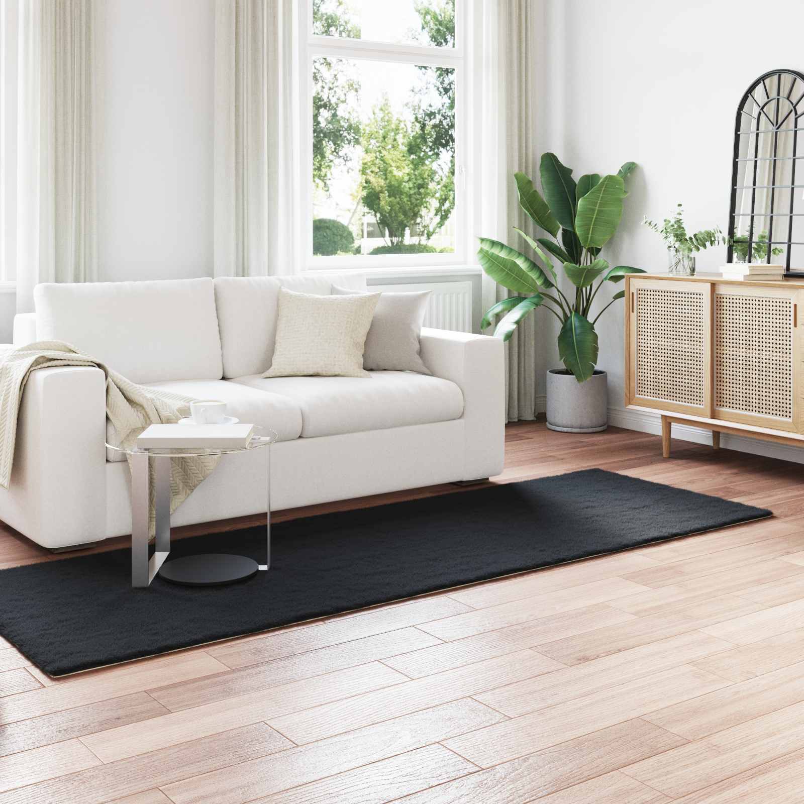 vidaXL Nep Konijnenbont Tapijt Wit 80 x 150 cm Polyester