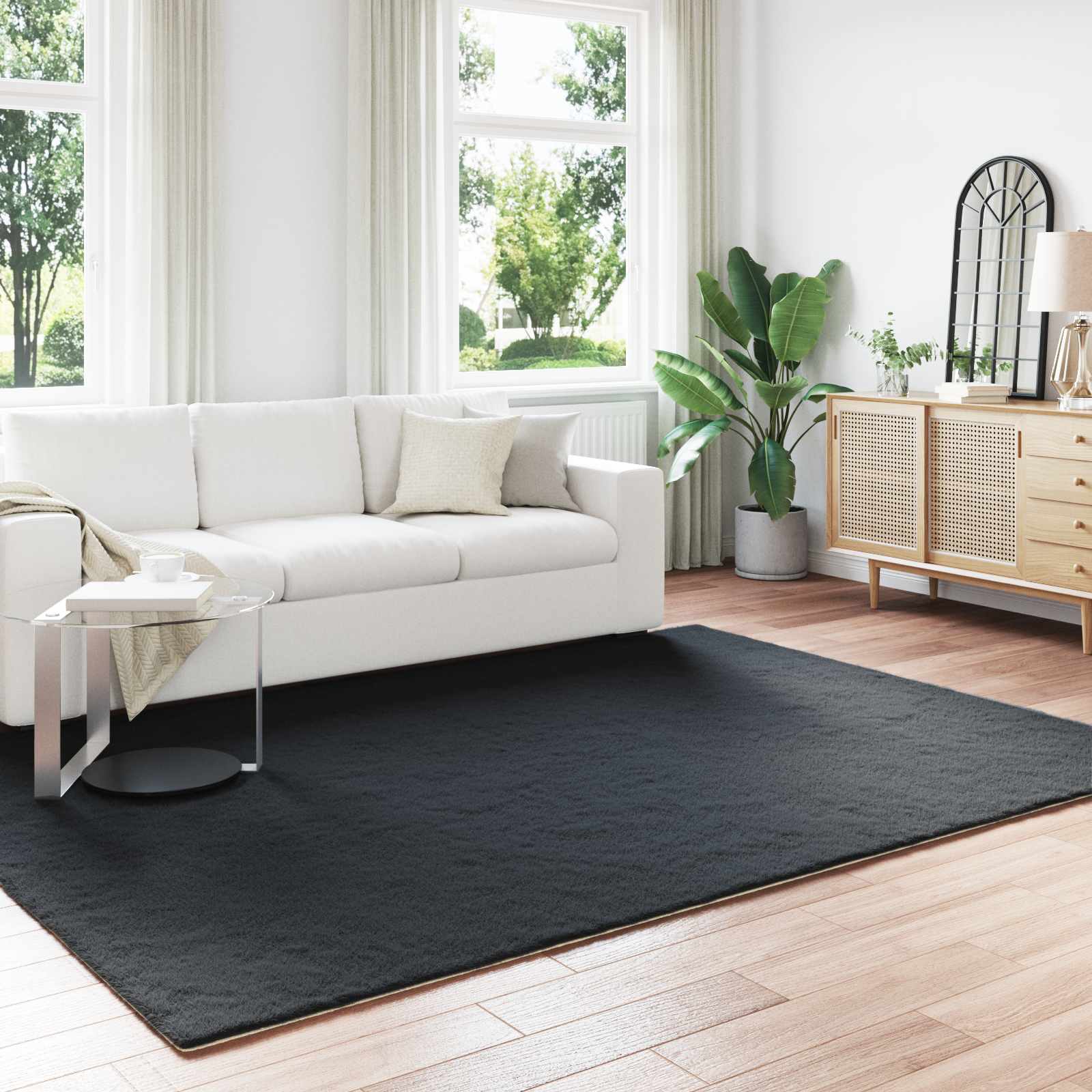 vidaXL Nep Konijnenbont Tapijt Wit 80 x 150 cm Polyester