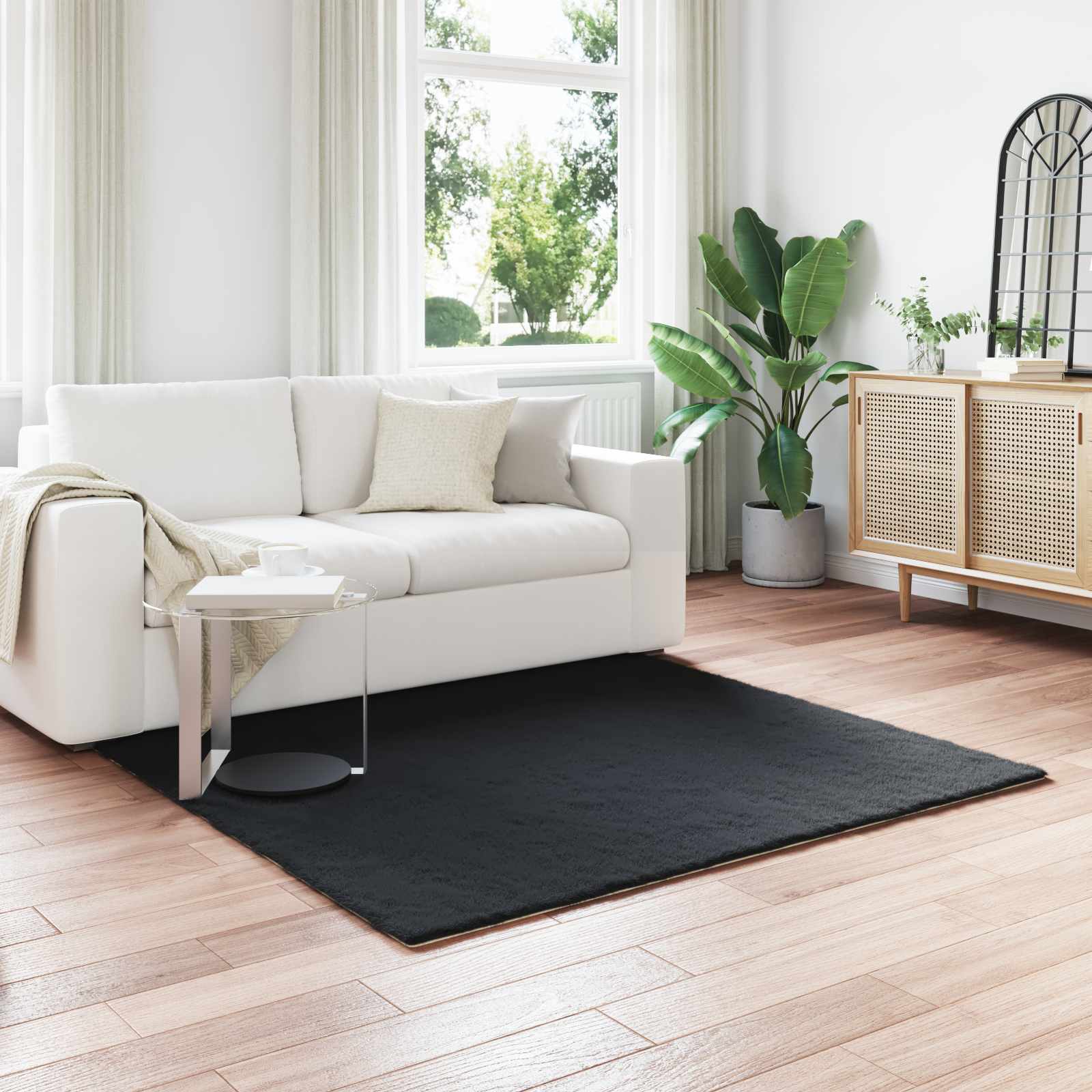 vidaXL Nep Konijnenbont Tapijt Wit 80 x 150 cm Polyester