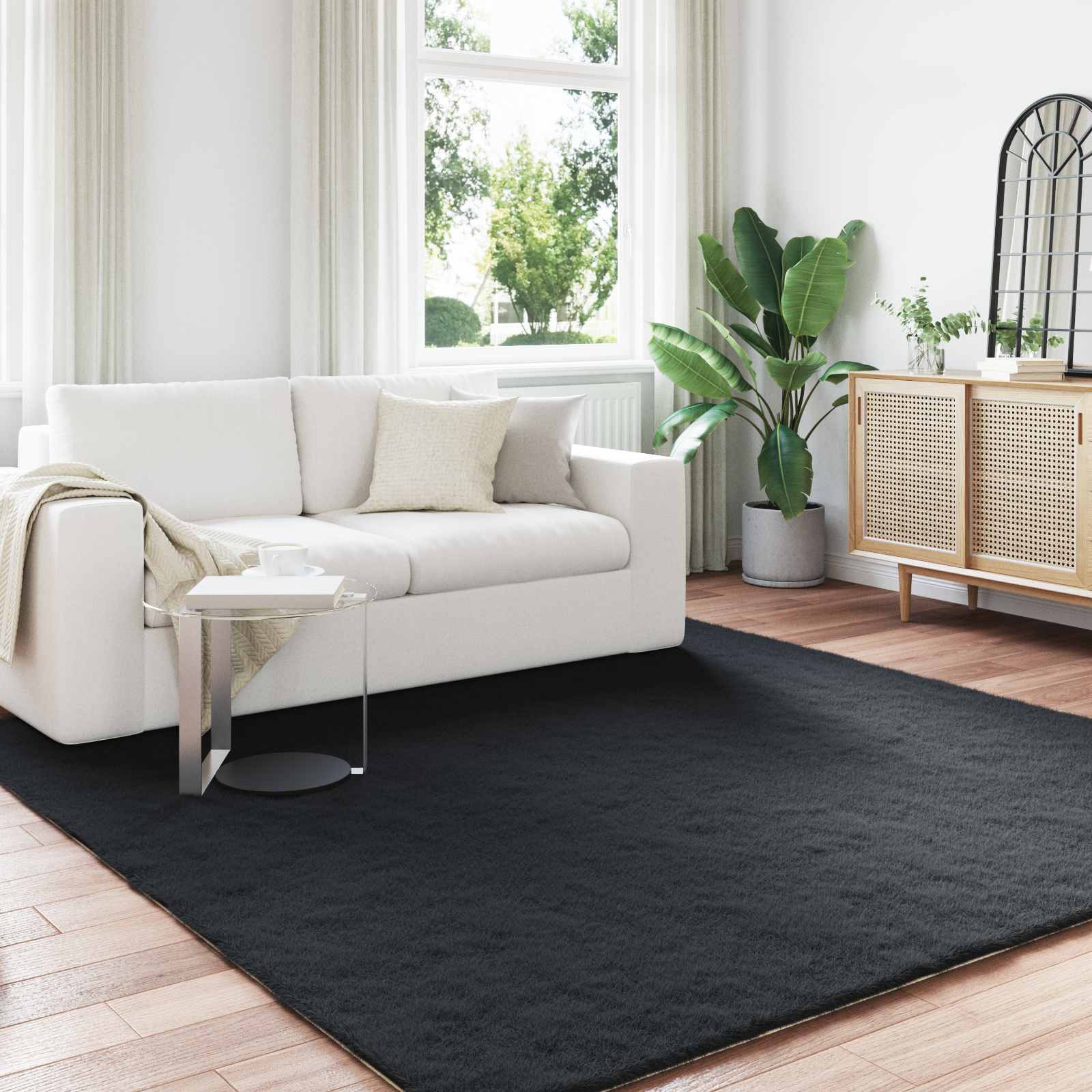 vidaXL Nep Konijnenbont Tapijt Wit 80 x 150 cm Polyester