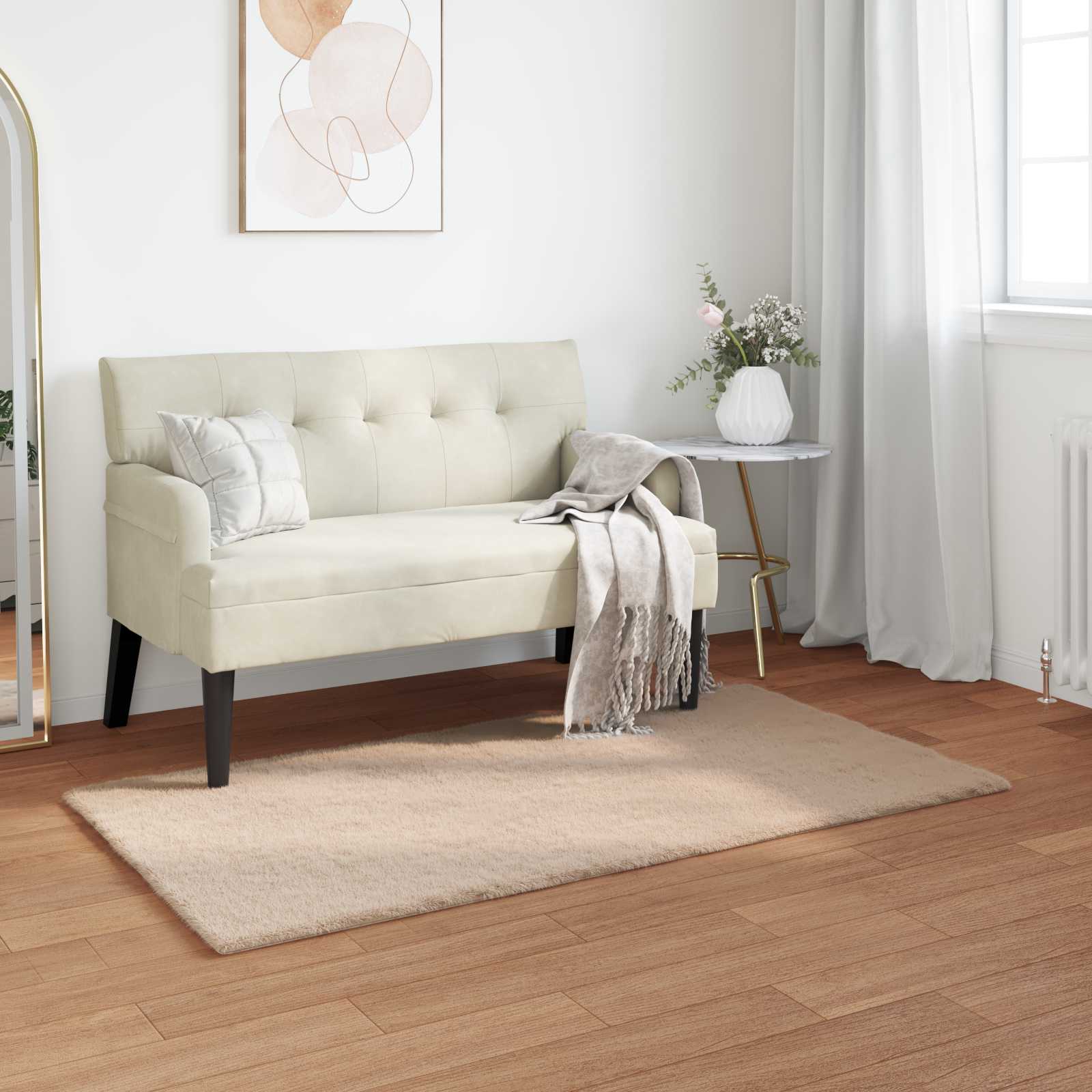 vidaXL Nep Konijnenbont Tapijt Wit 80 x 150 cm Polyester